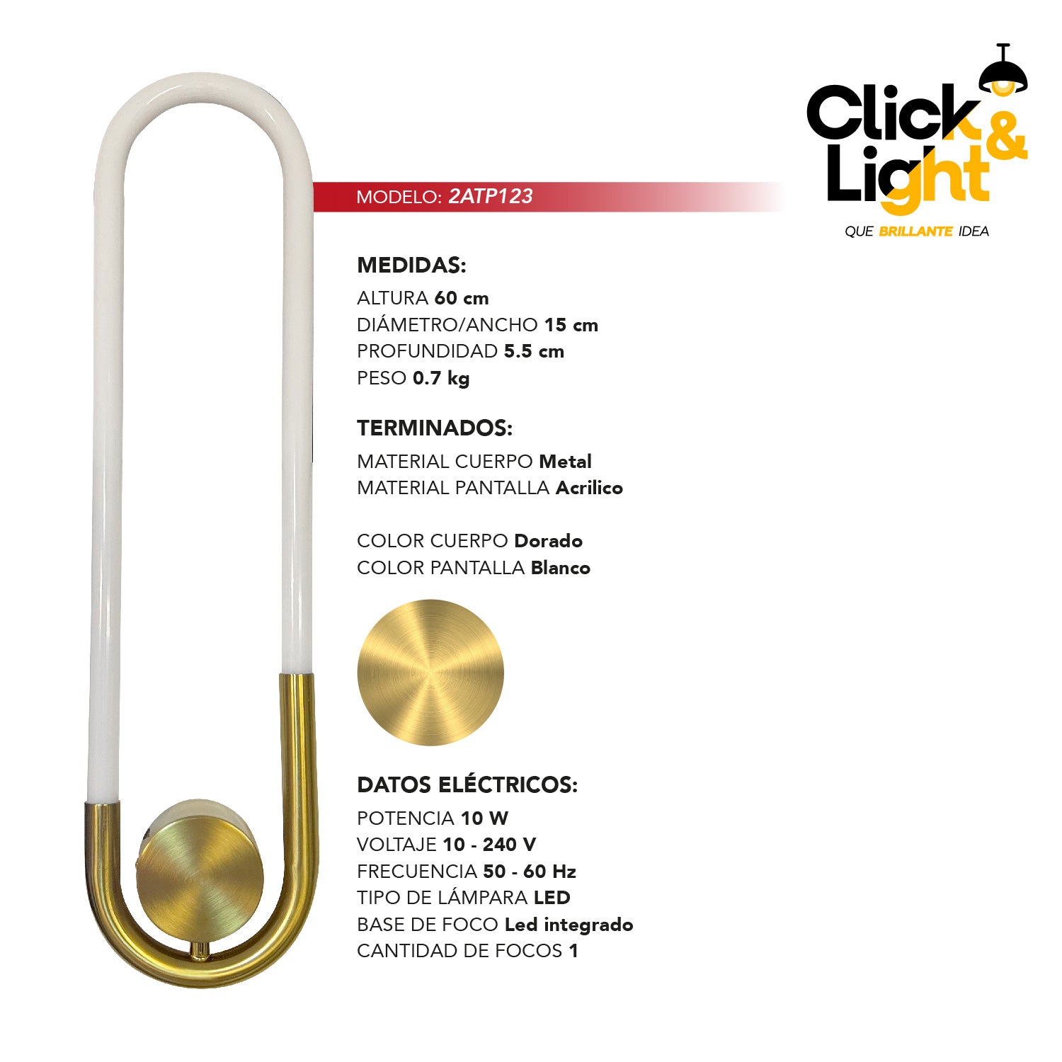 ARBOTANTE LED CHANDEL MINIMALISTA COLOR BLANCO