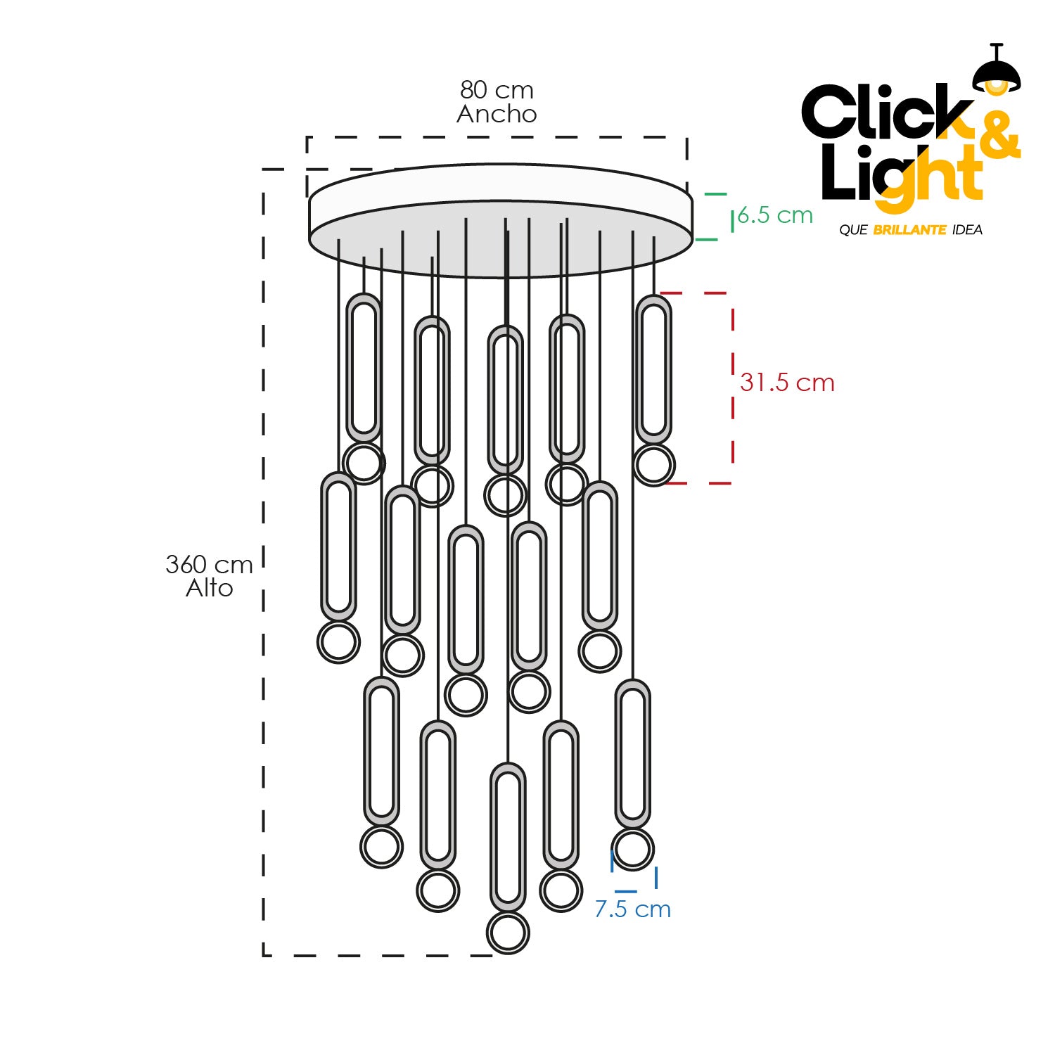 LAMPARA COLGANTE MODERNA DOBLE ALTURA CRYSSTY