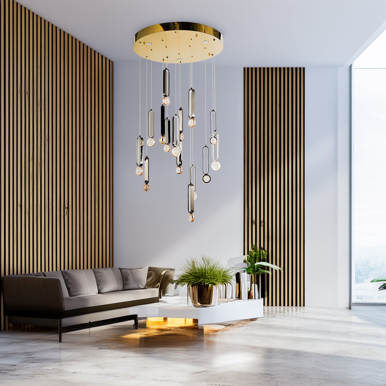 LAMPARA COLGANTE MODERNA DOBLE ALTURA CRYSSTY