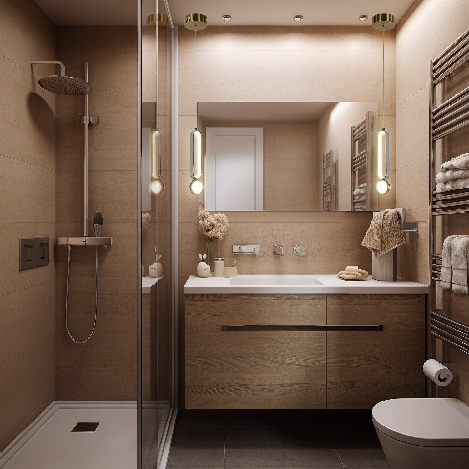 COLGANTE BOREL LED MODERNO DORADO NEGRO CROMADO