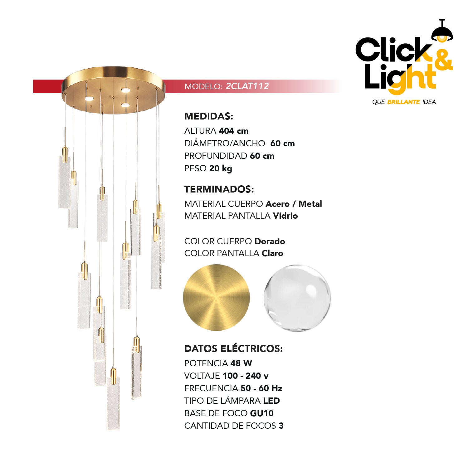 LÁMPARA COLGANTE MISSY MODERNO COLOR DORADO CLARO