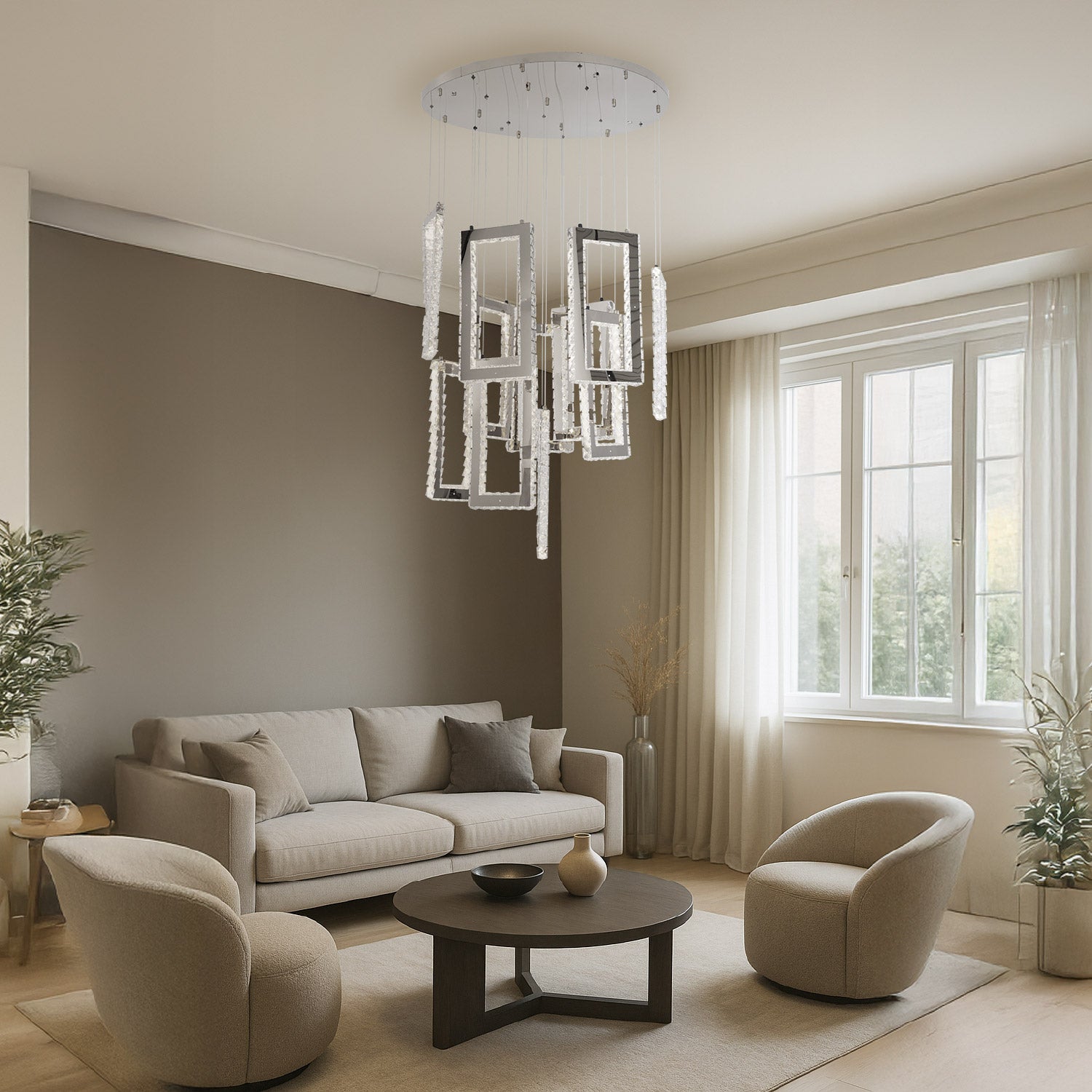 LÁMPARA COLGANTE DOBLE ALTURA MODERNO MURANO