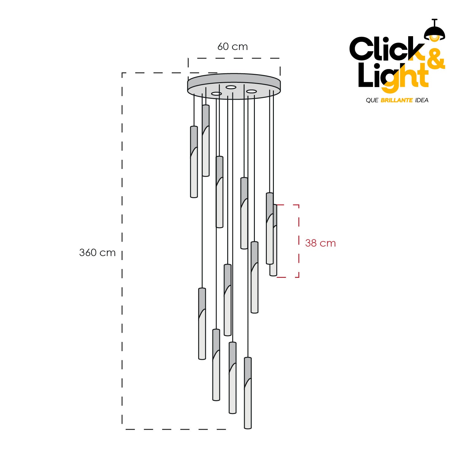 COLGANTE DOBLE ALTURA KYRA MODERNO COLOR NEGRO