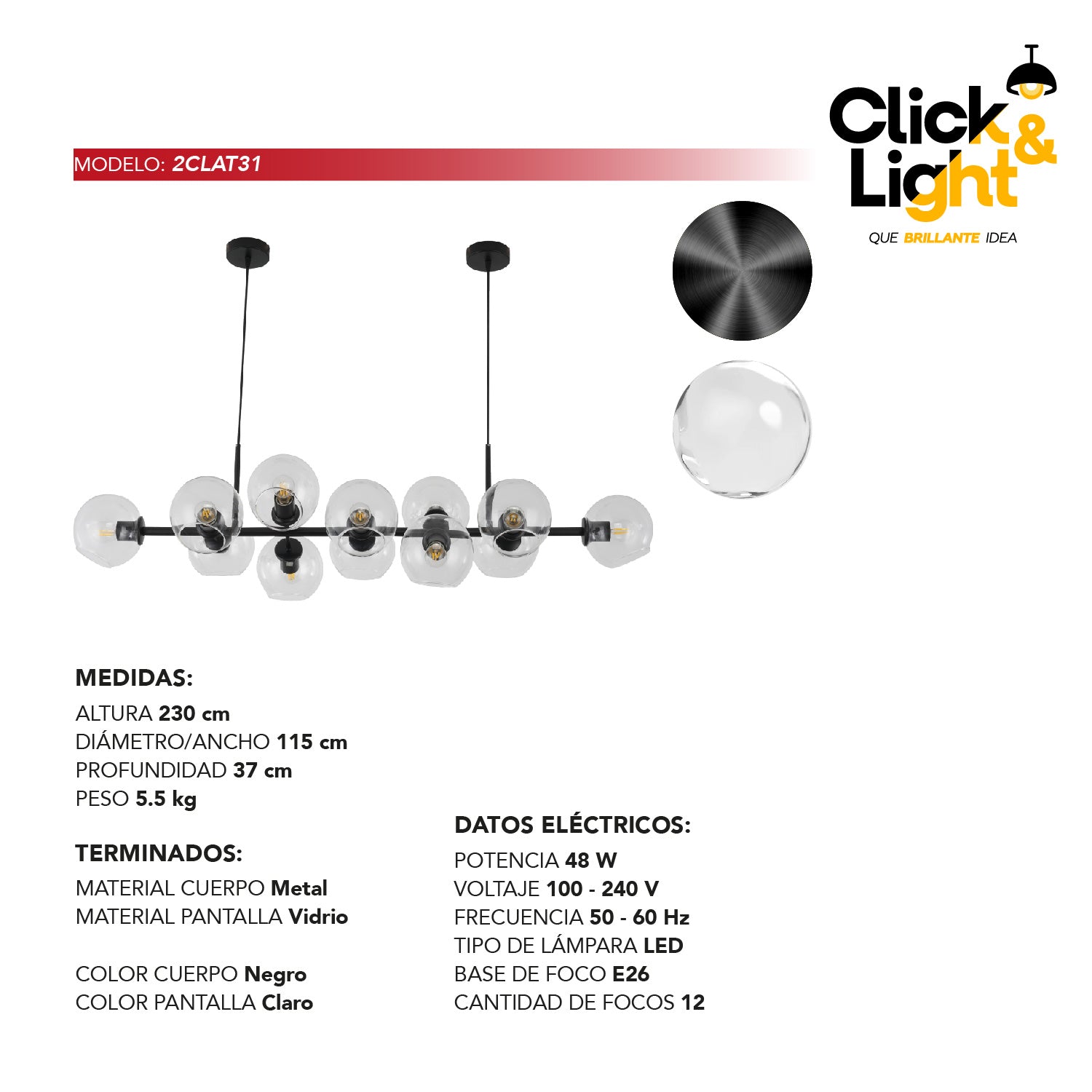 LÁMPARA COLGANTE NEGRO KANDU