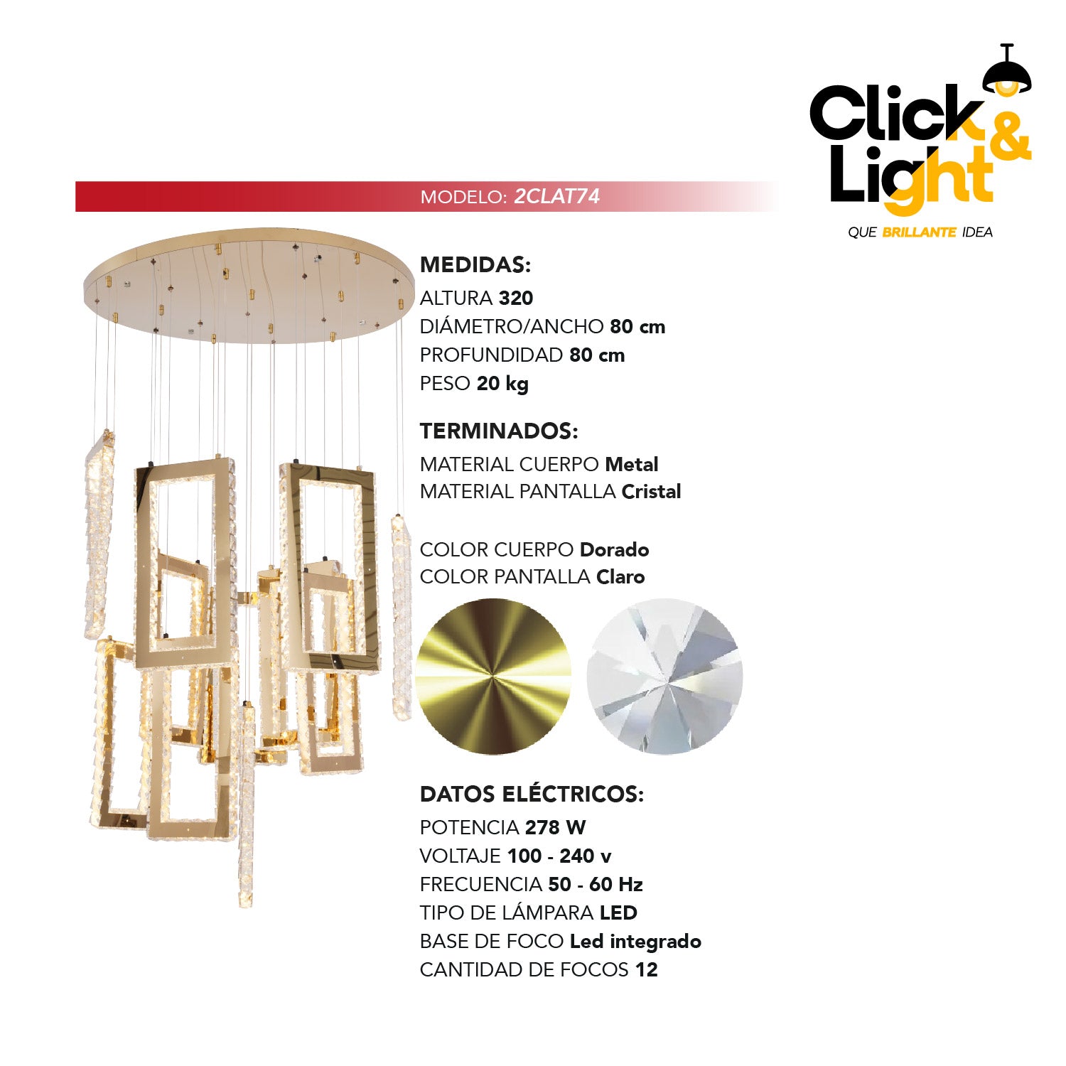 LÁMPARA COLGANTE DOBLE ALTURA MODERNA MEDUSA