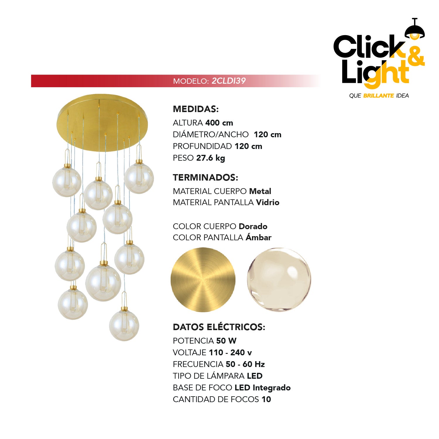 LAMPARA COLGANTE BUNDI 10 LUCES