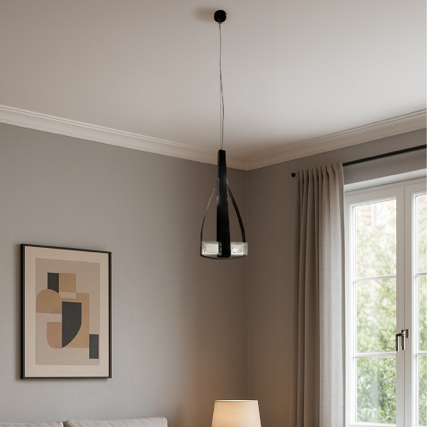 LAMPARA COLGANTE CRISTAL CANI NEGRO CONTEMPORANEA