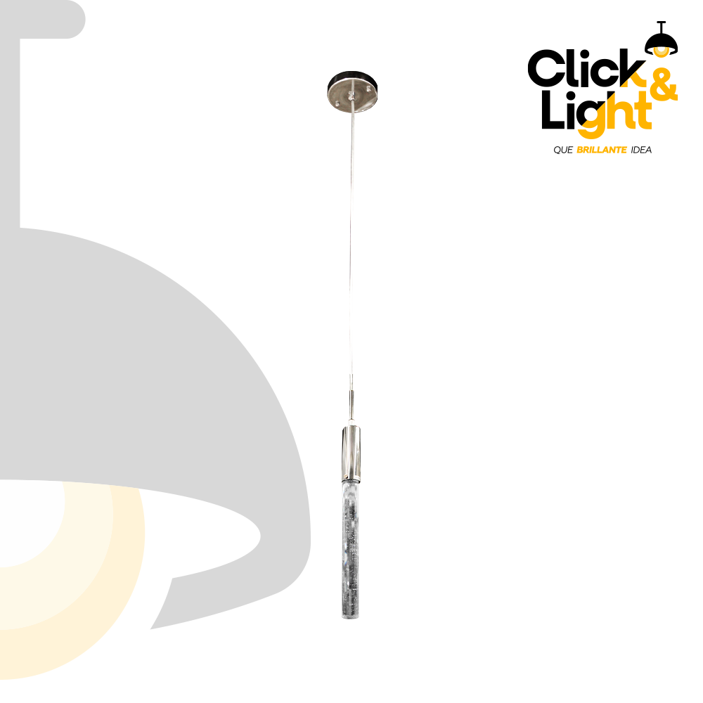 LAMPARA COLGANTE MALASIA CROMO 1 LUZ MODERNA