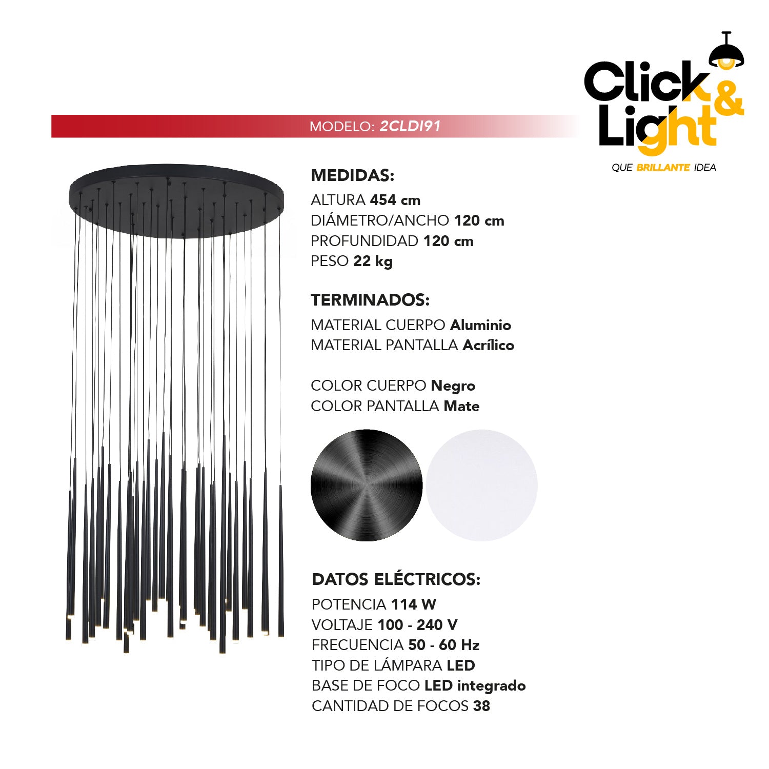 COLGANTE KALU MODERNO COLOR NEGRO