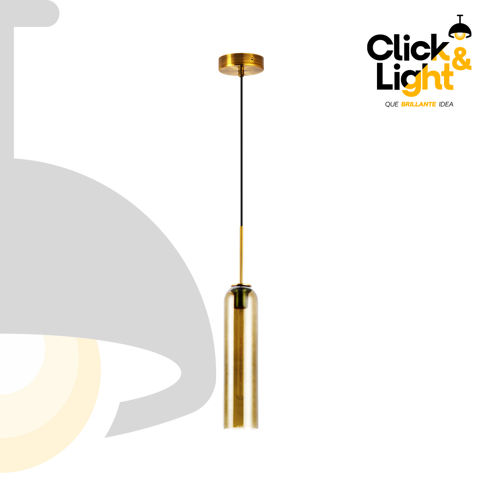 LAMPARA COLGANTE LISBOA ORO Y AMBAR TIPO RETRO