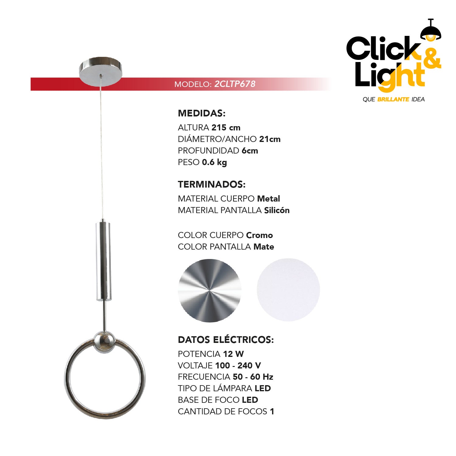 COLGANTE MODERNO CROMO FARELLI MODERNO