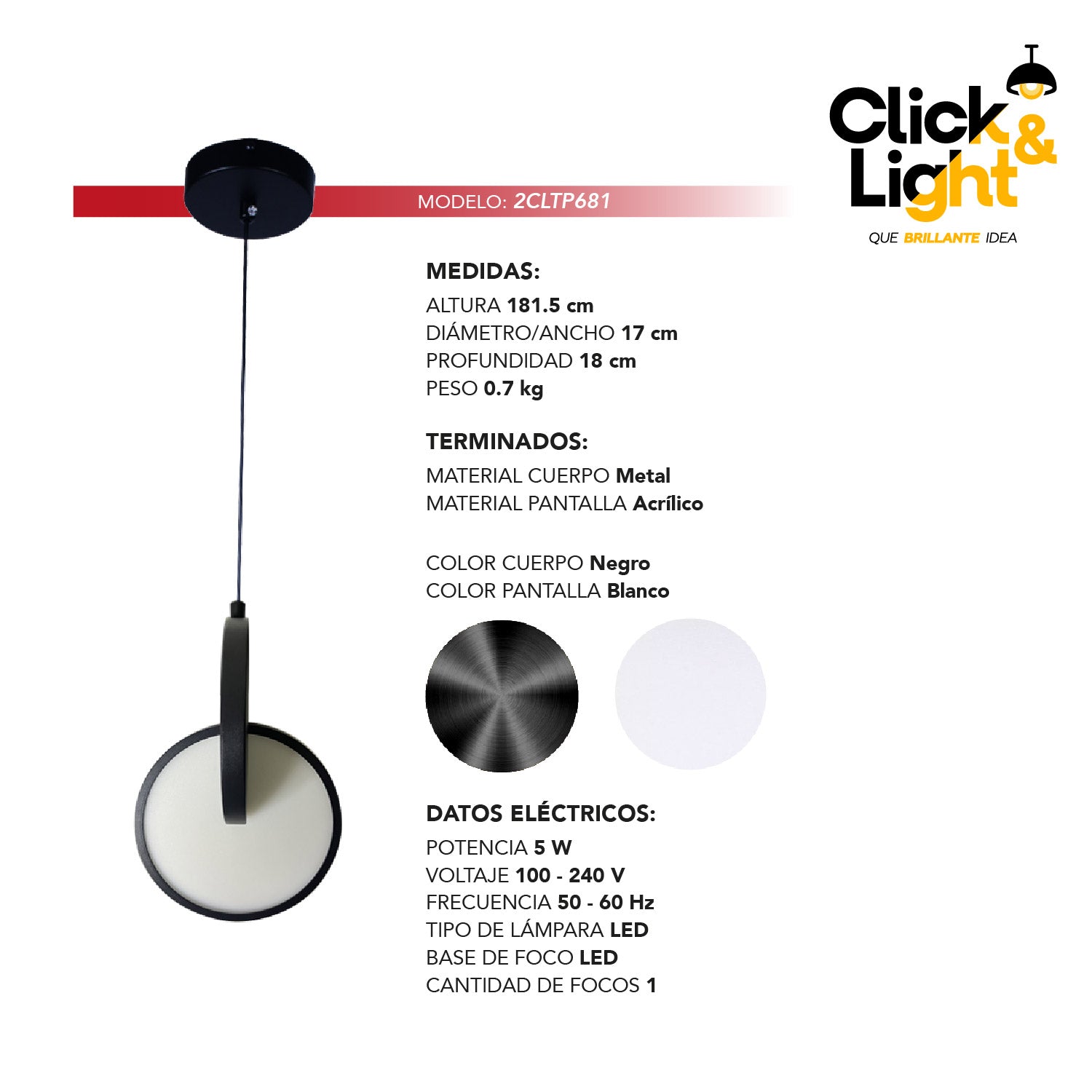 COLGANTE YEREL NEGRO MATE