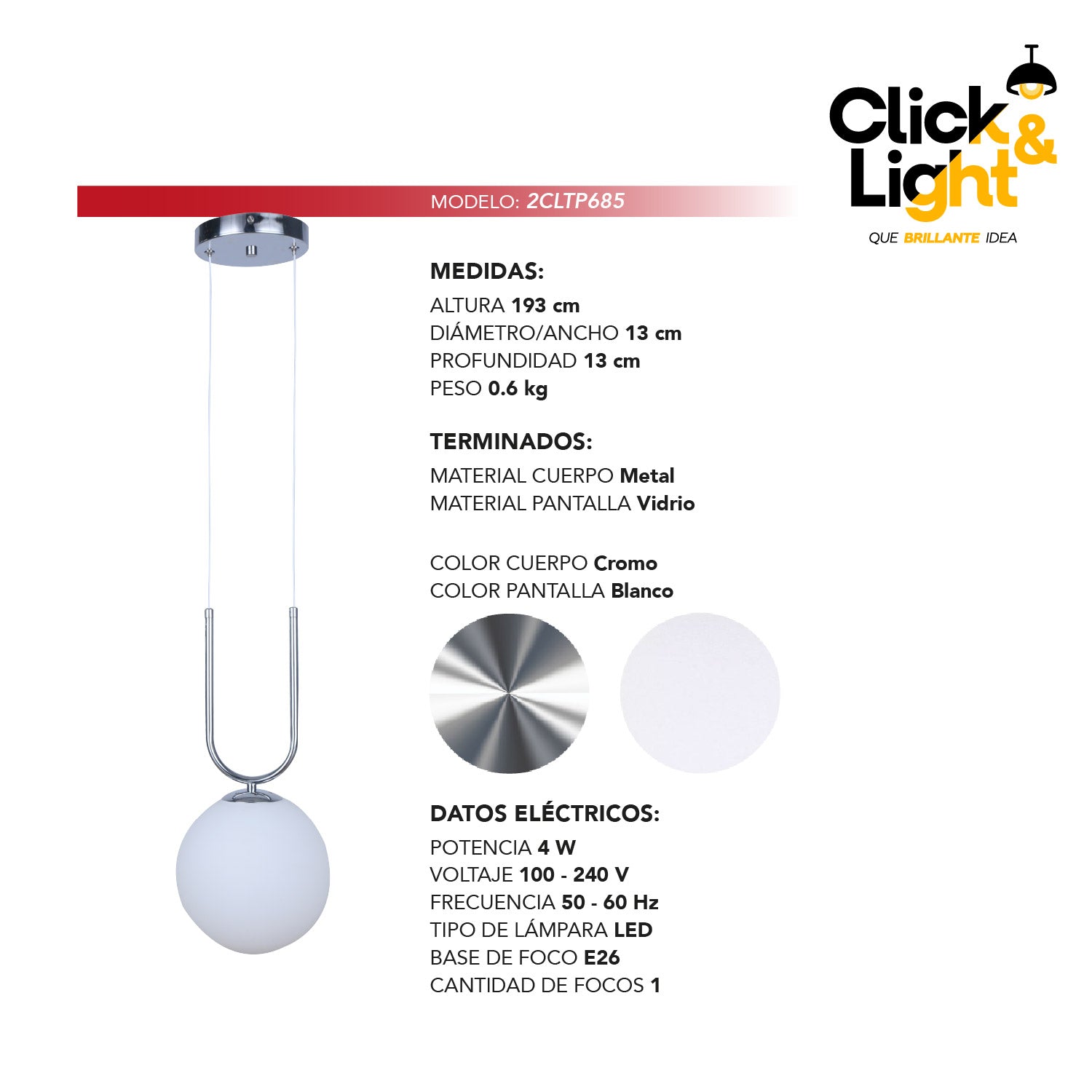 COLGANTE CONTEMPORANEO CARTEX CROMO