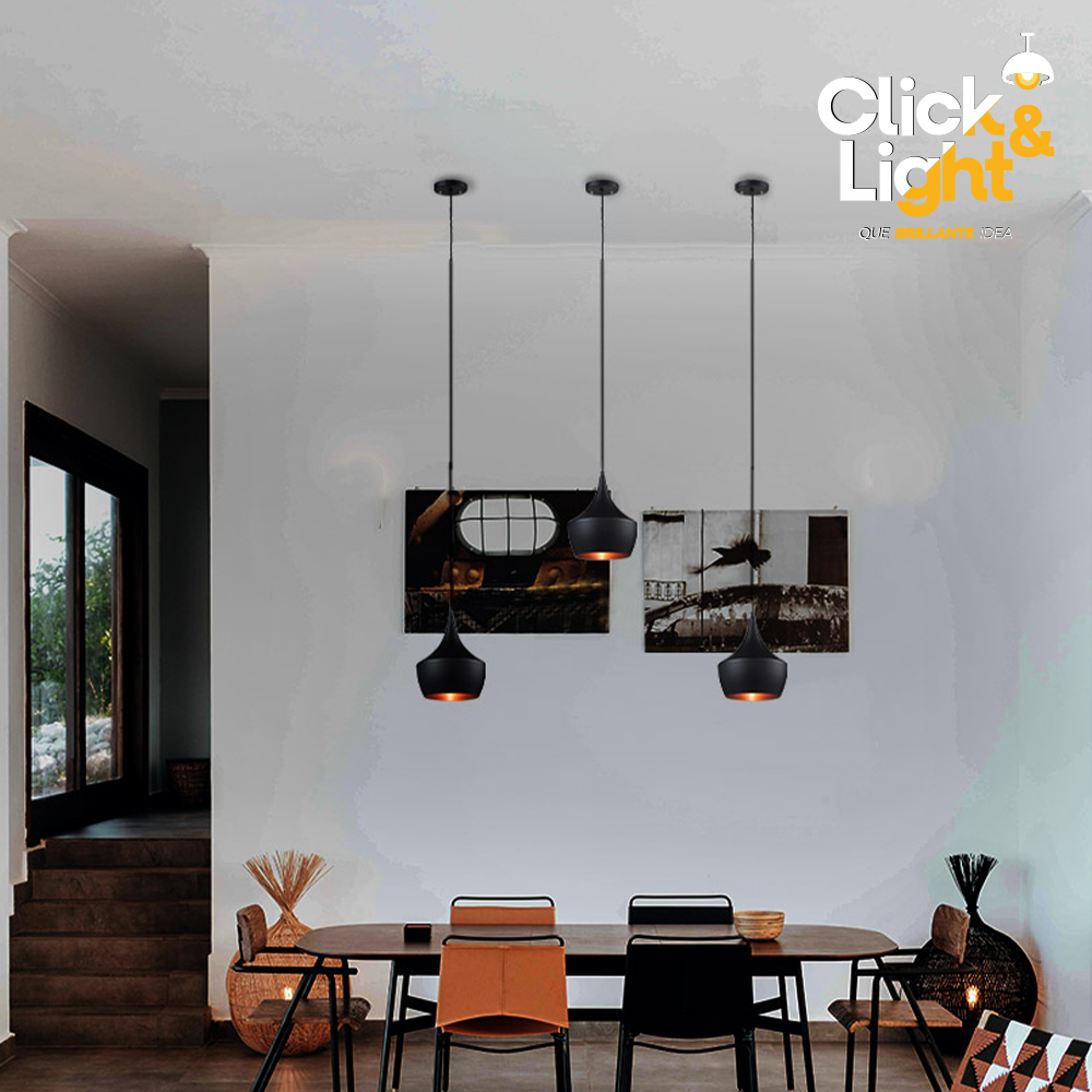 LAMPARA COLGANTE INTERIOR CANY NEGRO COBRE TIPO RETRO