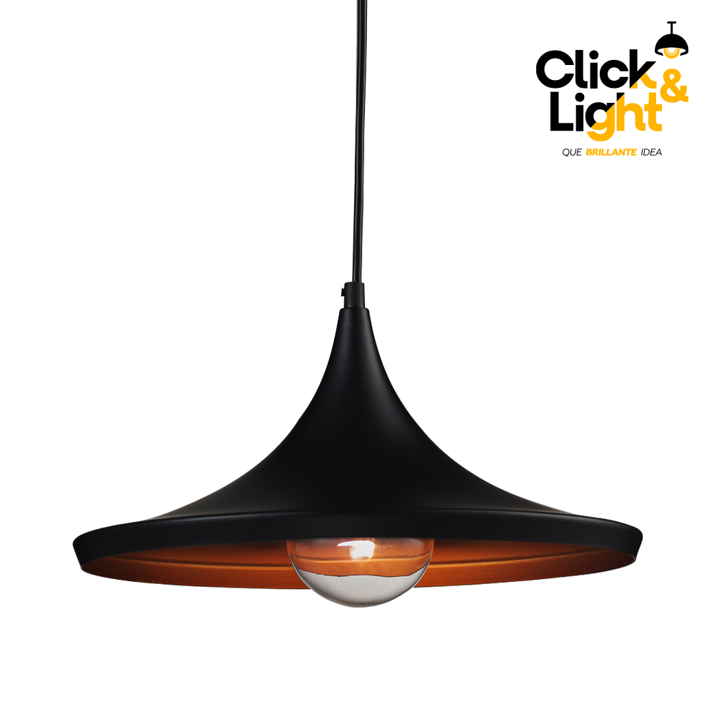 LAMPARA COLGANTE GRINEX NEGRO INTERIOR COBRE TIPO RETRO
