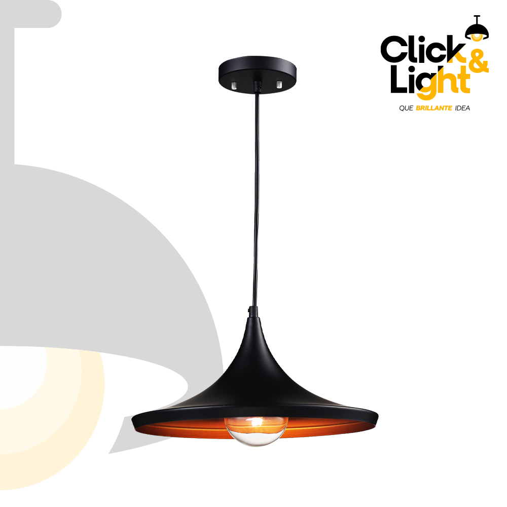 LAMPARA COLGANTE GRINEX NEGRO INTERIOR COBRE TIPO RETRO