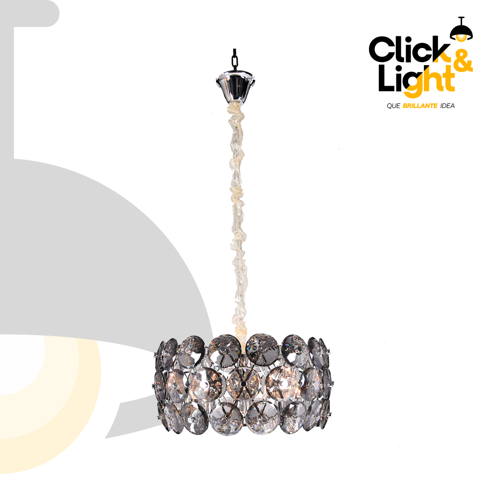 LAMPARA COLGANTE SANDOR HIERRO Y CRISTAL LATON MODERNA