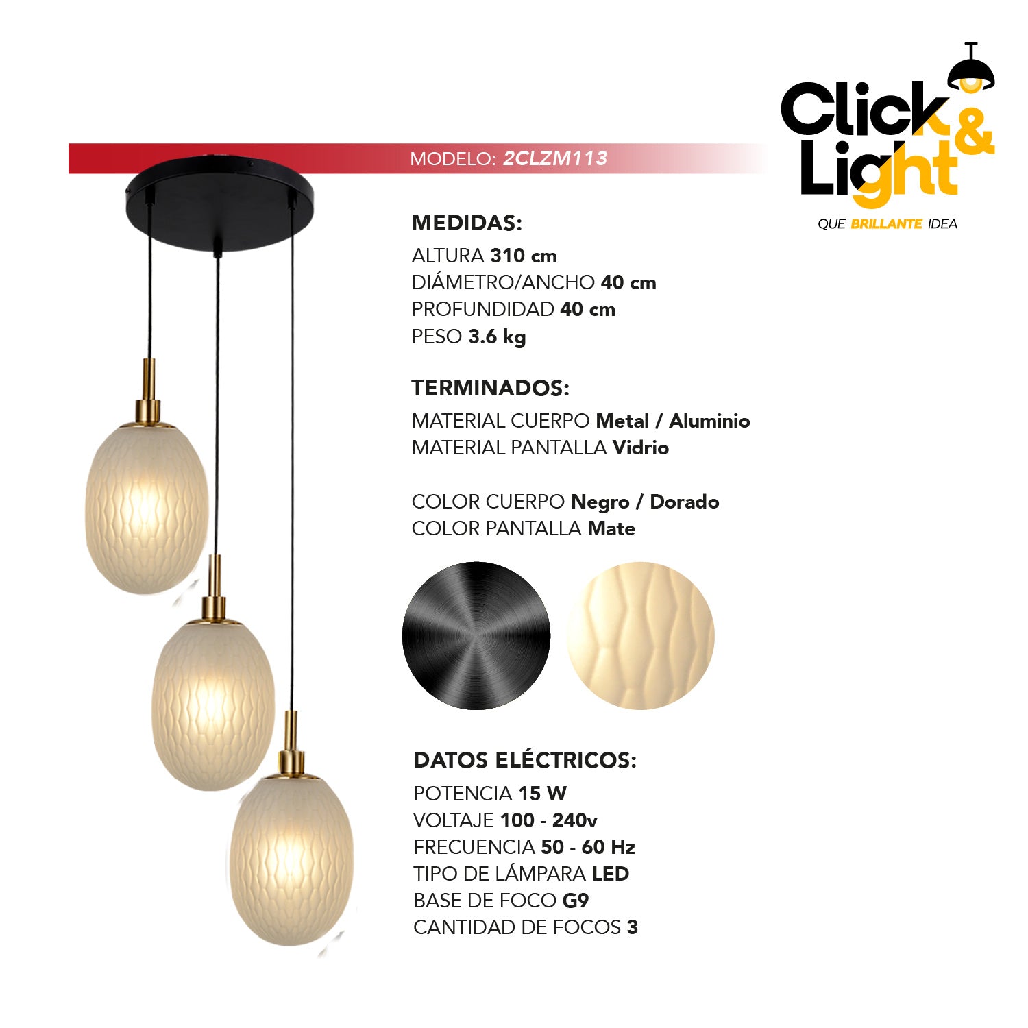 LÁMPARA COLGANTE SARIEL MODERNO