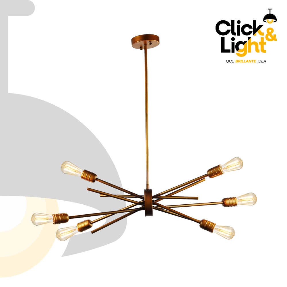 LAMPARA DE TECHO COBALTO 6 LUCES COBRE MODERNO