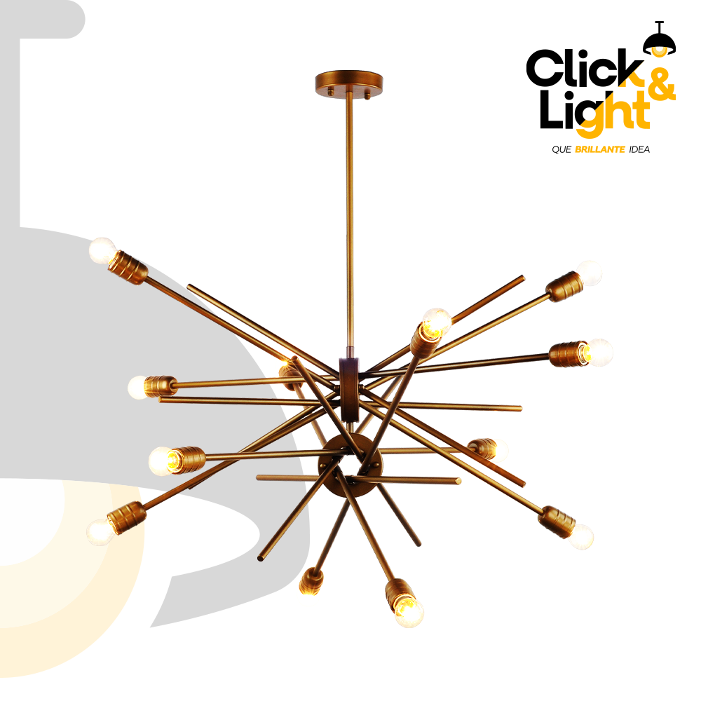 LAMPARA COLGANTE YUNIX 12 LUCES METAL COBRE MODERNA