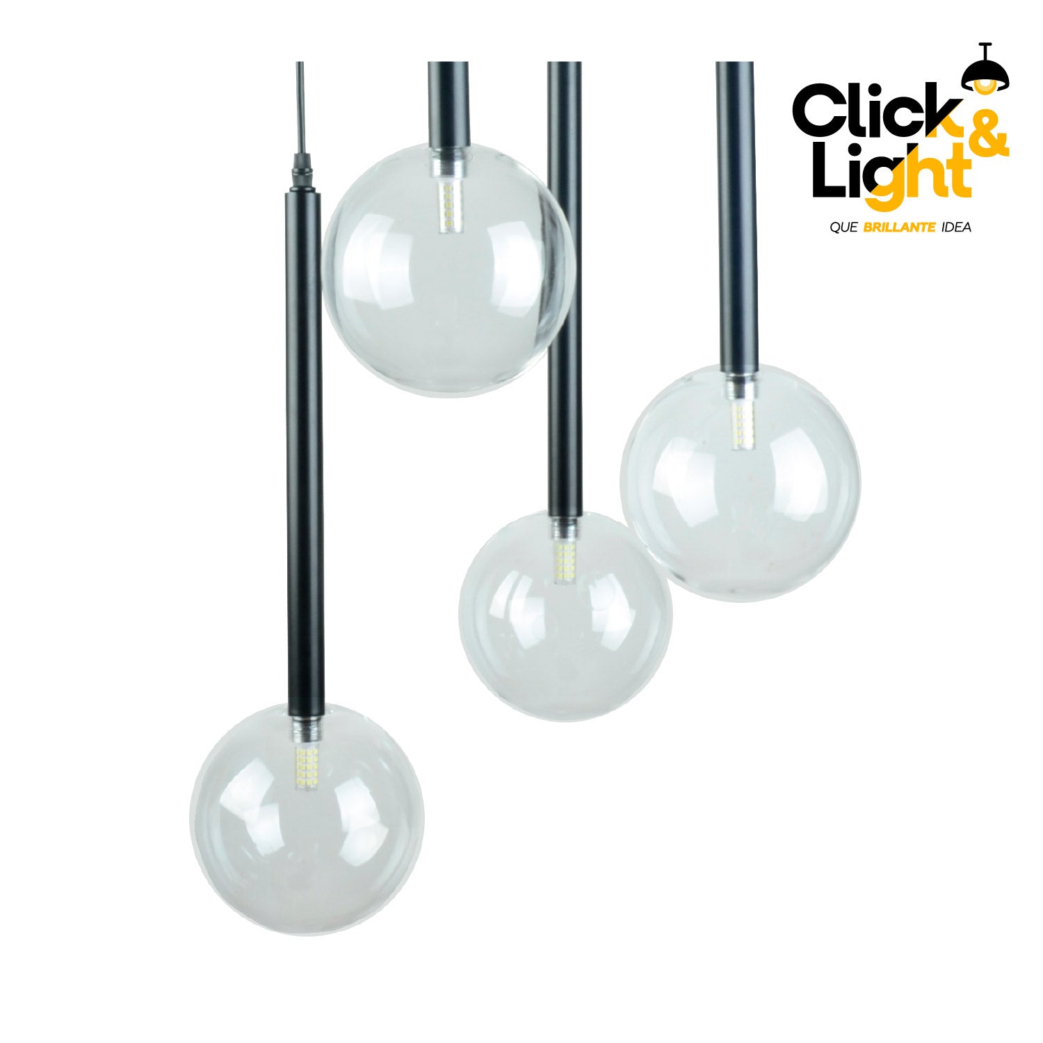 LAMPARA COLGANTE ONIX NEGRO 4 ESFERAS MODERNA