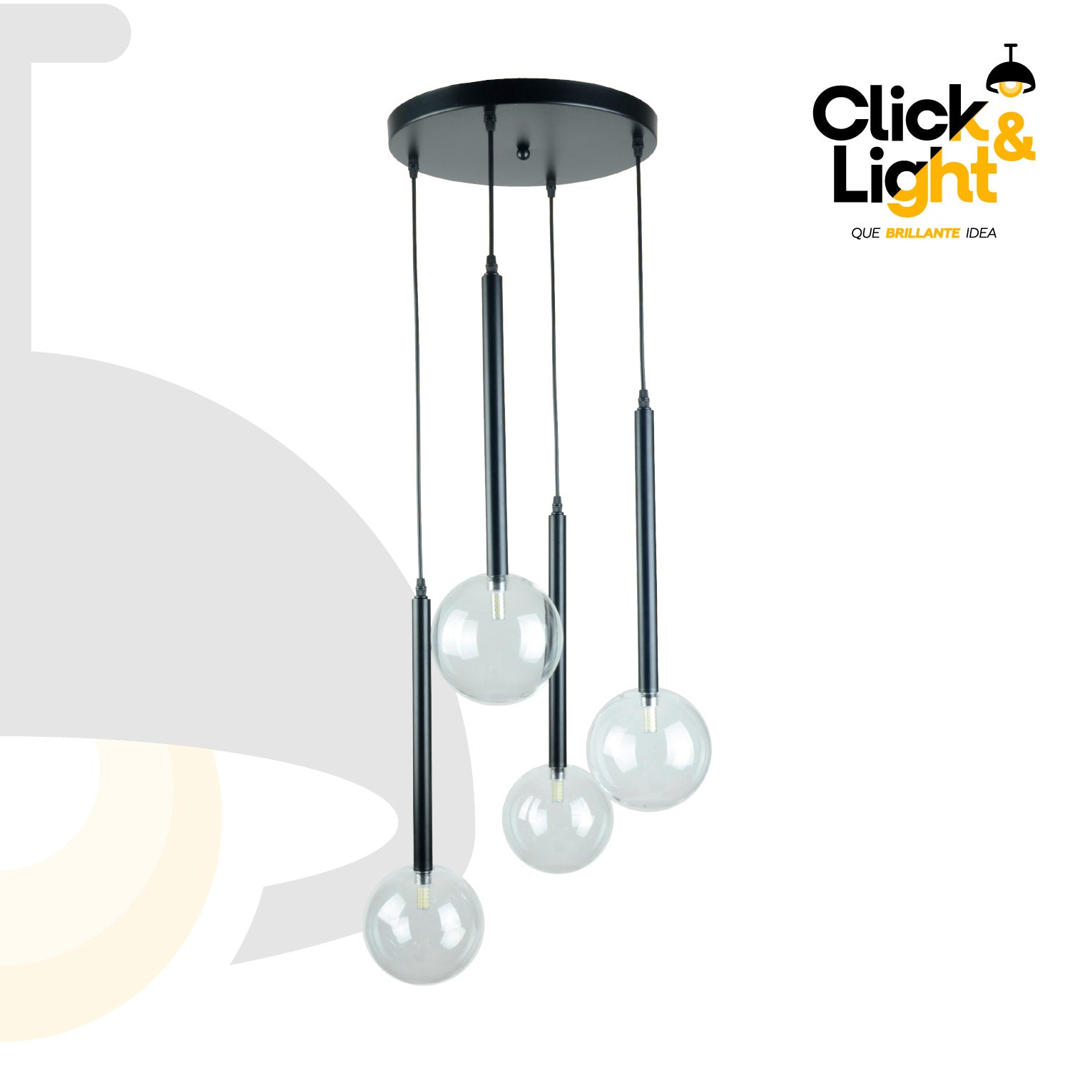 LAMPARA COLGANTE ONIX NEGRO 4 ESFERAS MODERNA