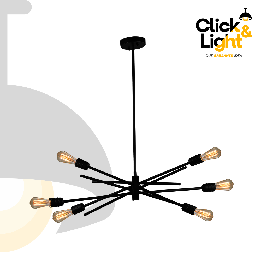 LAMPARA COLGANTE MAIREL 6 LUCES METAL NEGRO MODERNO