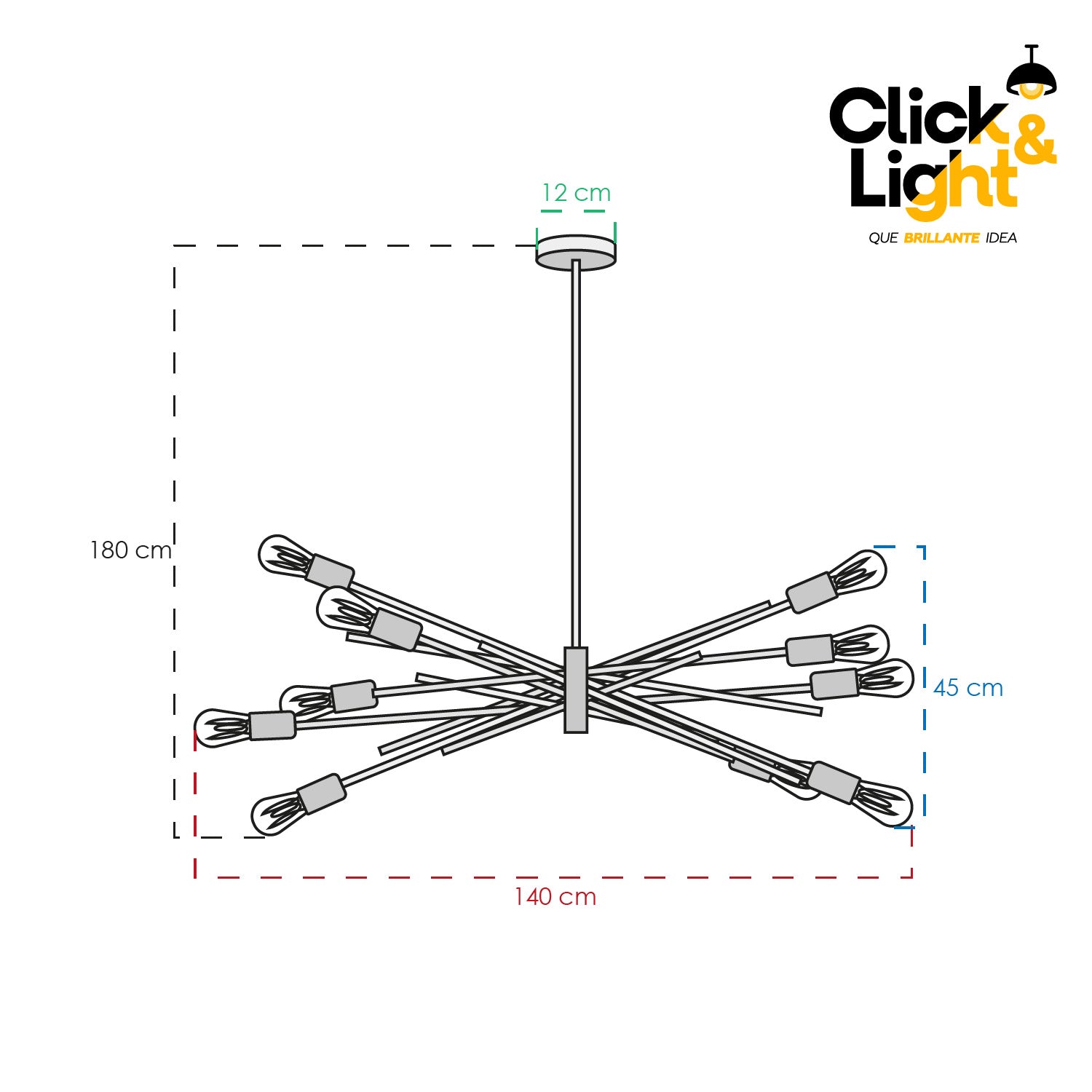 LAMPARA DE TECHO MONACO 10 LUCES METAL