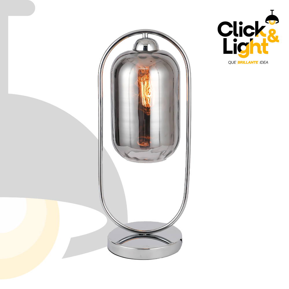 LAMPARA MESA MATITO AHUMADA CROMO CONTEMPORANEA