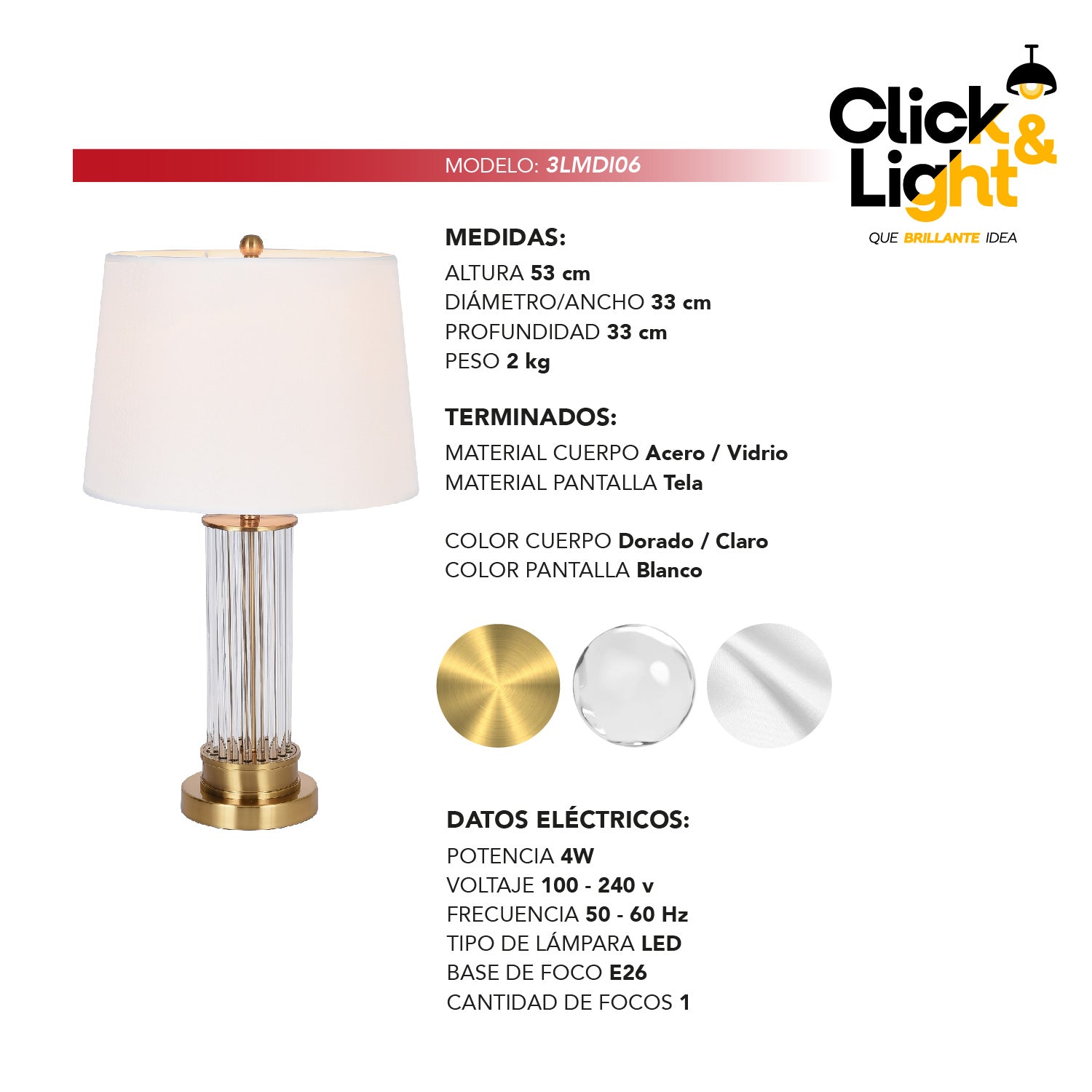 LAMPARA DE MESA LUXEN CLASICA