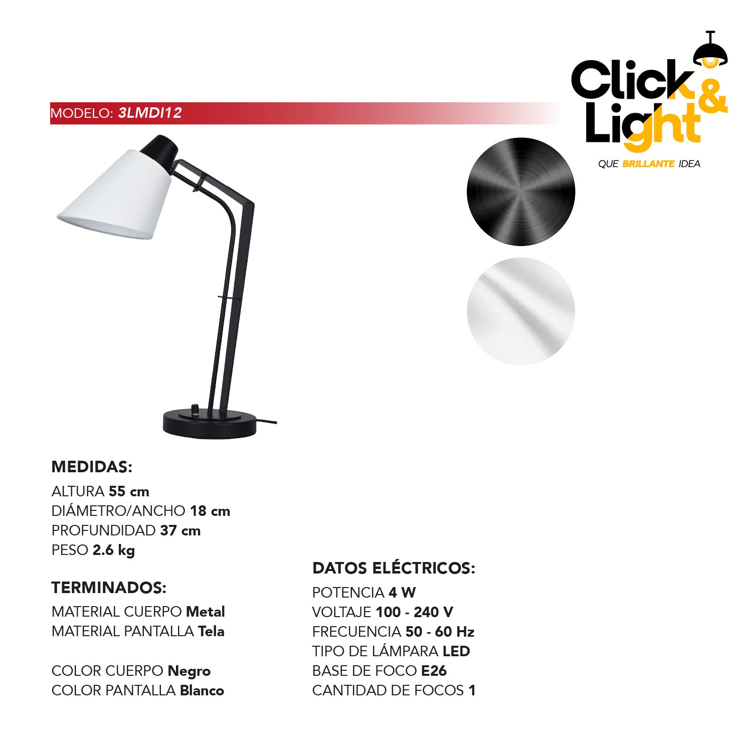 Lámpara De Mesa Clarum Estilo Moderna
