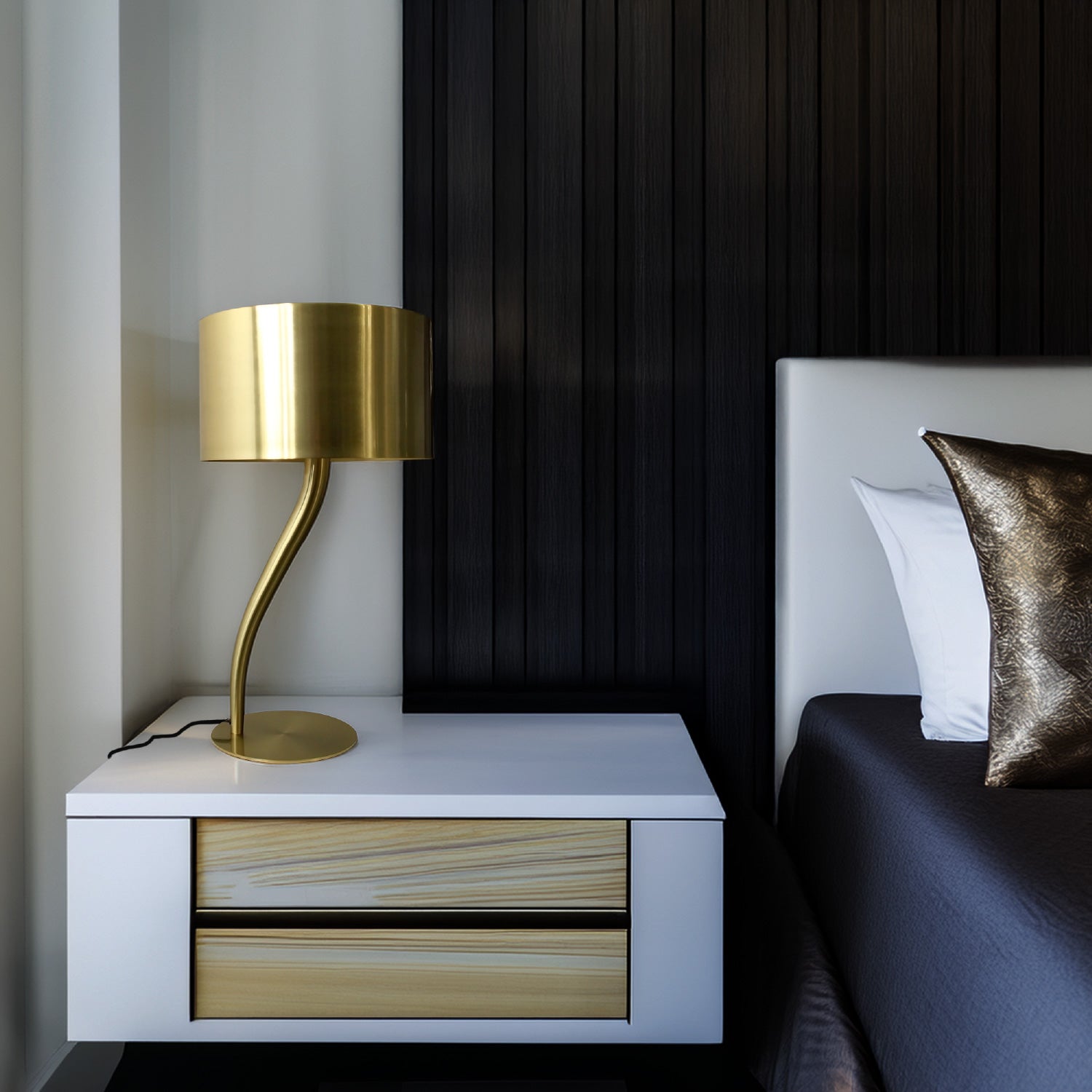 LAMPARA DE MESA CONTEMPORANEO LING METAL DORADO ELEGANTE