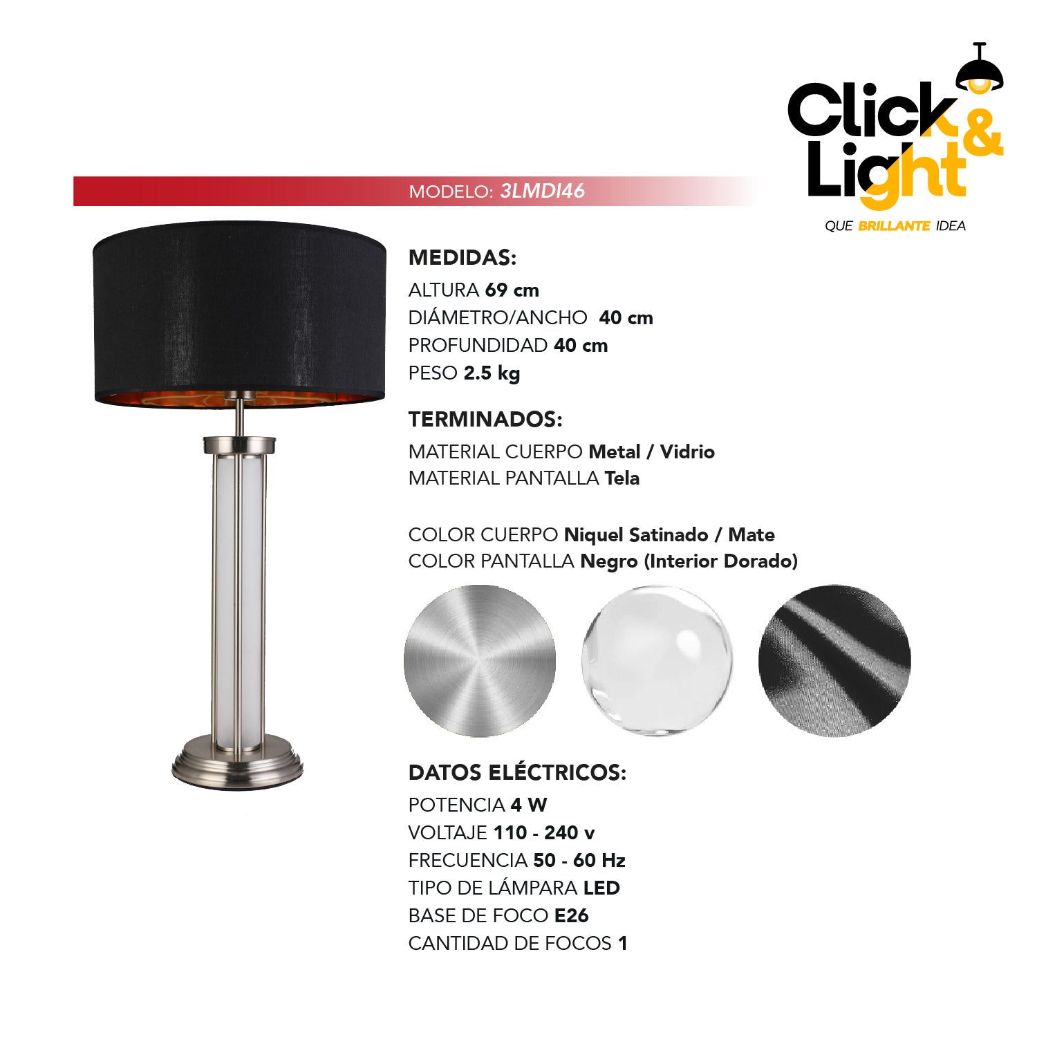 LAMPARA DE MESA HOVER MODERNA PANTALLA ELEGANTE