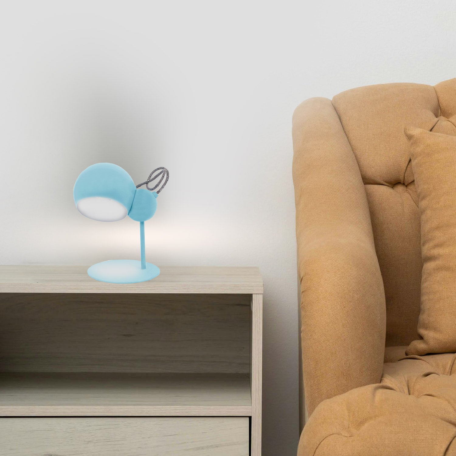 LAMPARA DE MESA MODERNA GUINEA AZUL INFANTIL