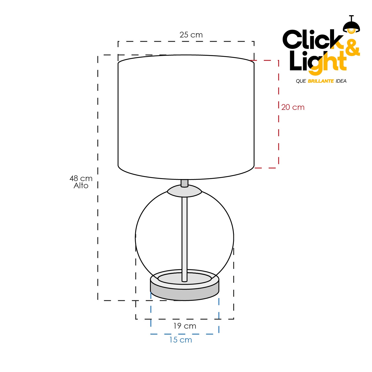 LAMPARA DE MESA CLASICA LORIE METAL-VIDRIO