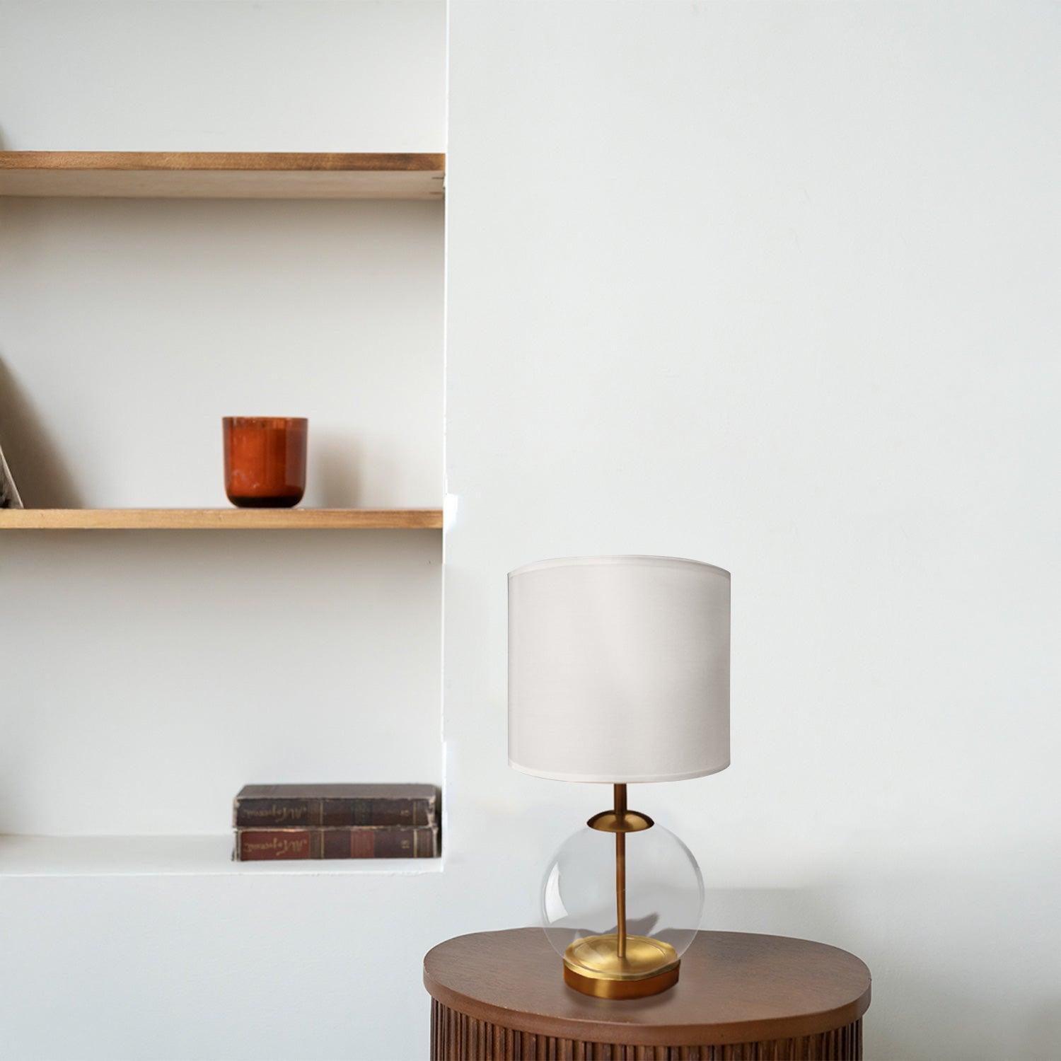 LAMPARA DE MESA CLASICA LORIE METAL-VIDRIO