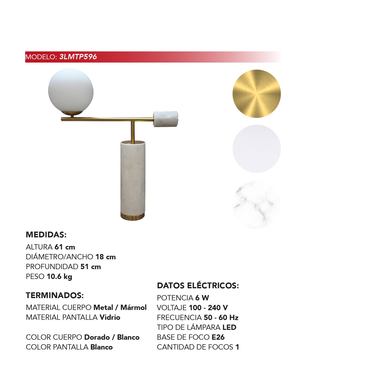 Lámpara de Mesa Caltex Estilo Contemporáneo