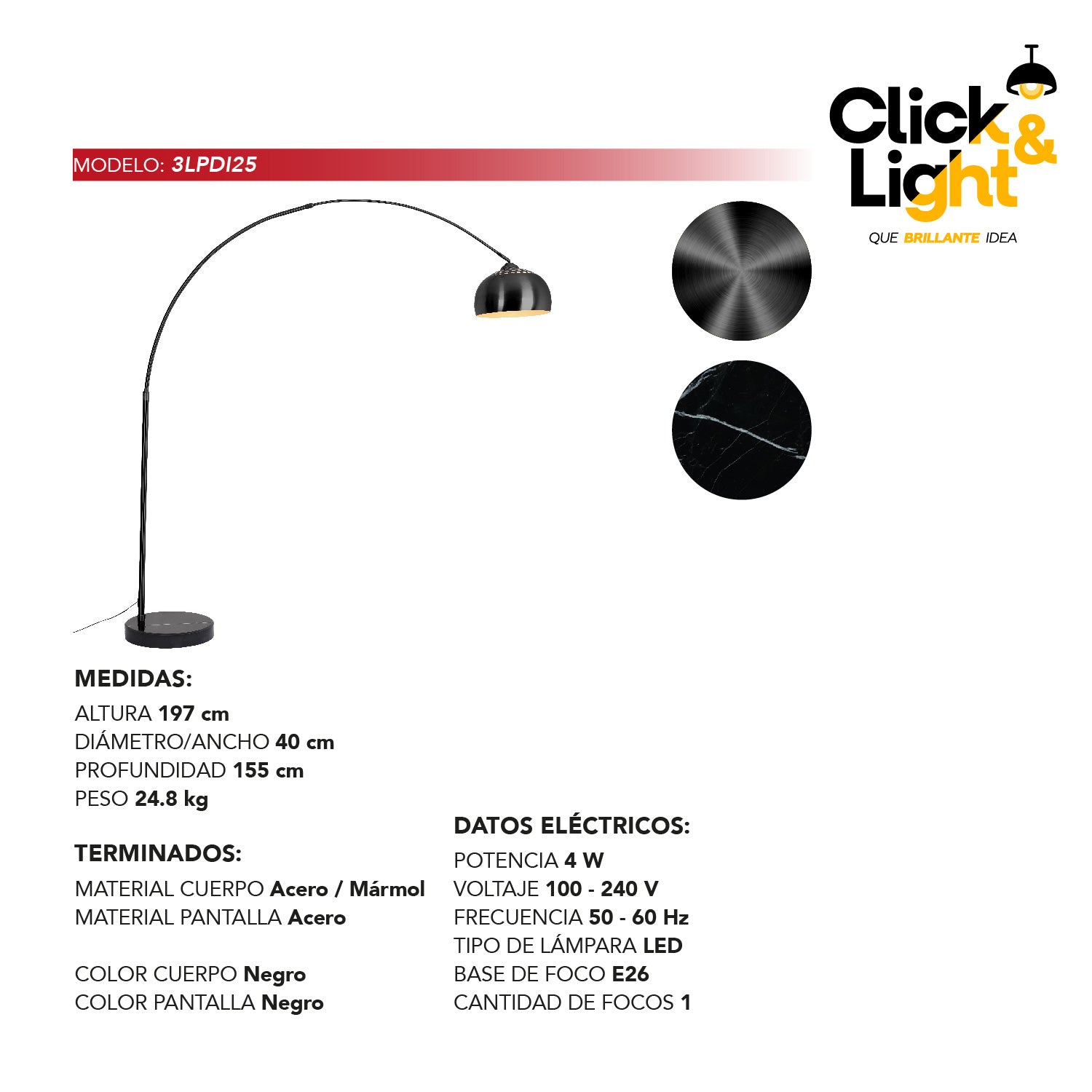 LAMPARA DE PIE LARISA CONTEMPORANEA EN FORMA DE ARCO