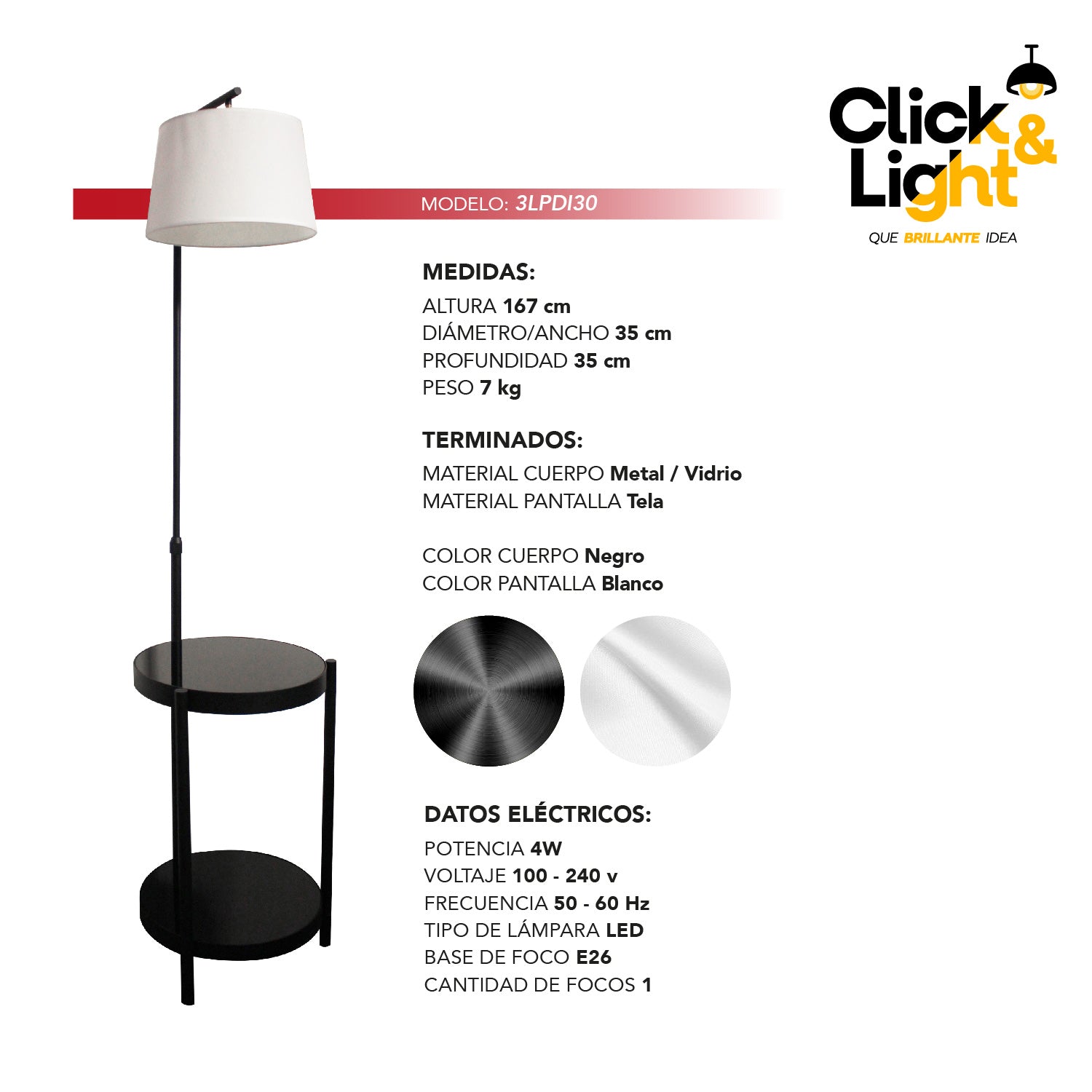 LAMPARA DE PIE VETRIS MINIMALISTA
