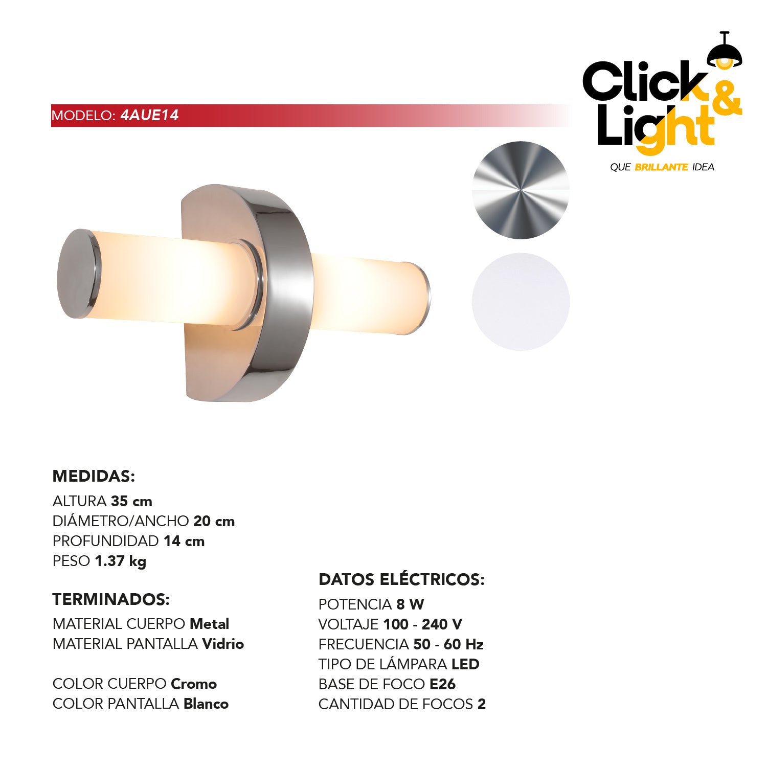 ARBOTANTE MODERNO COLOR CROMO BLANCO