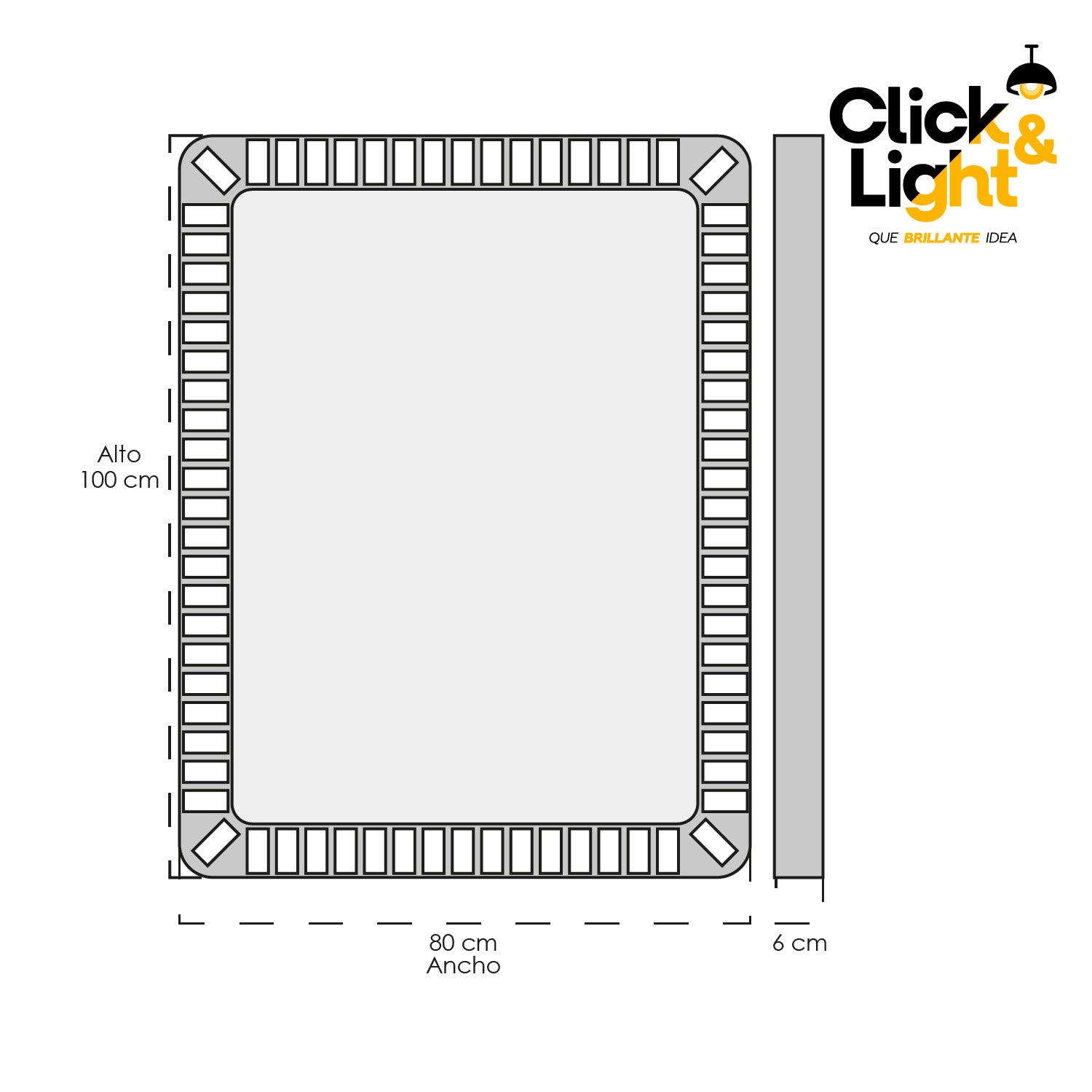 ESPEJO LED MODERNO CROMO LISET