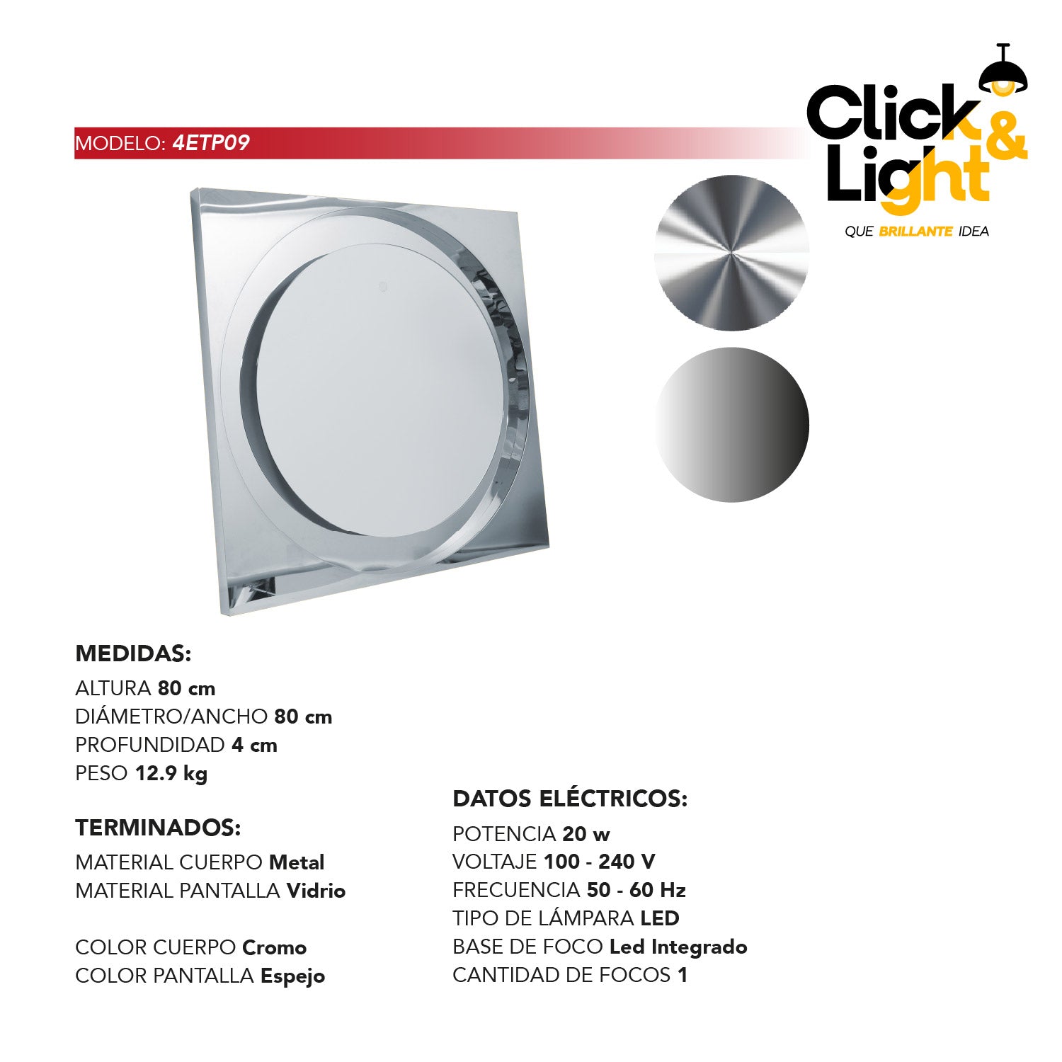 ESPEJO LED CONTEMPORANEO DUKE CROMO