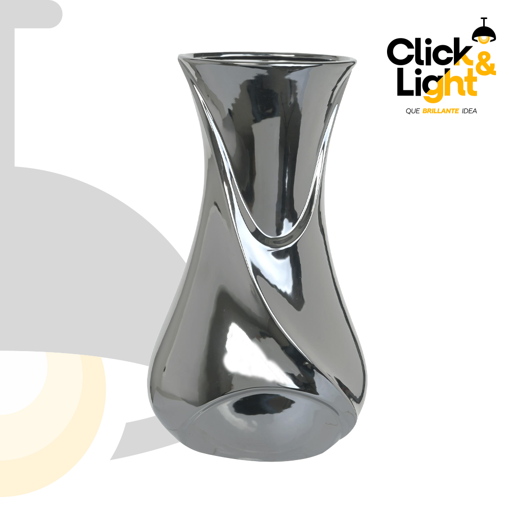 FLORERO LIMA DE CERAMICA COLOR CROMO