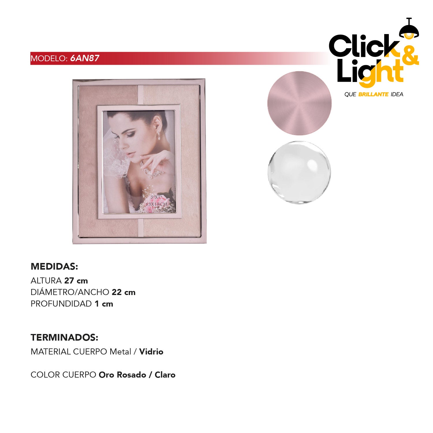 PORTARETRATO DECORATIVO ELEGANTE CALUX COLOR ROSA