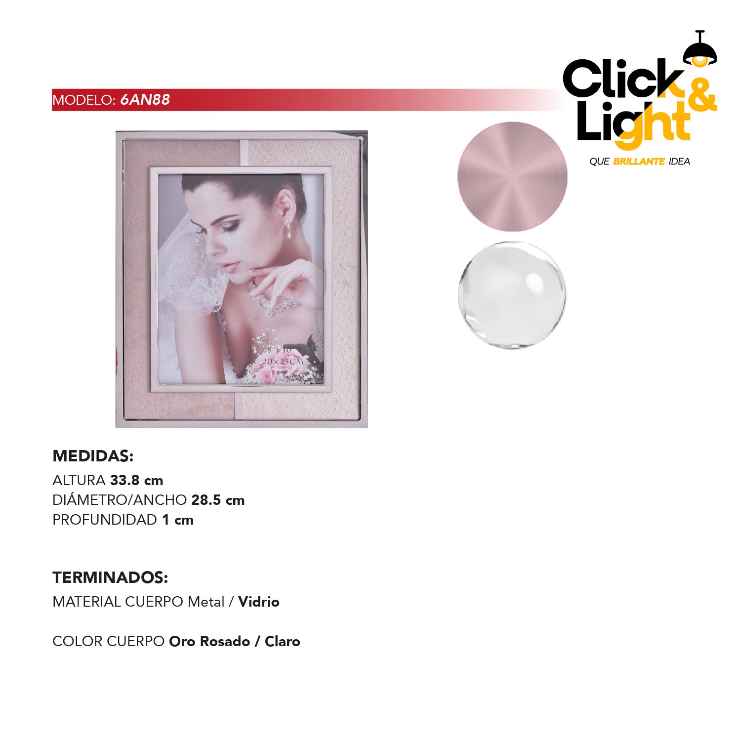 PORTA RETRATO MODERNO CIMA COLOR ROSA ELEGANTE