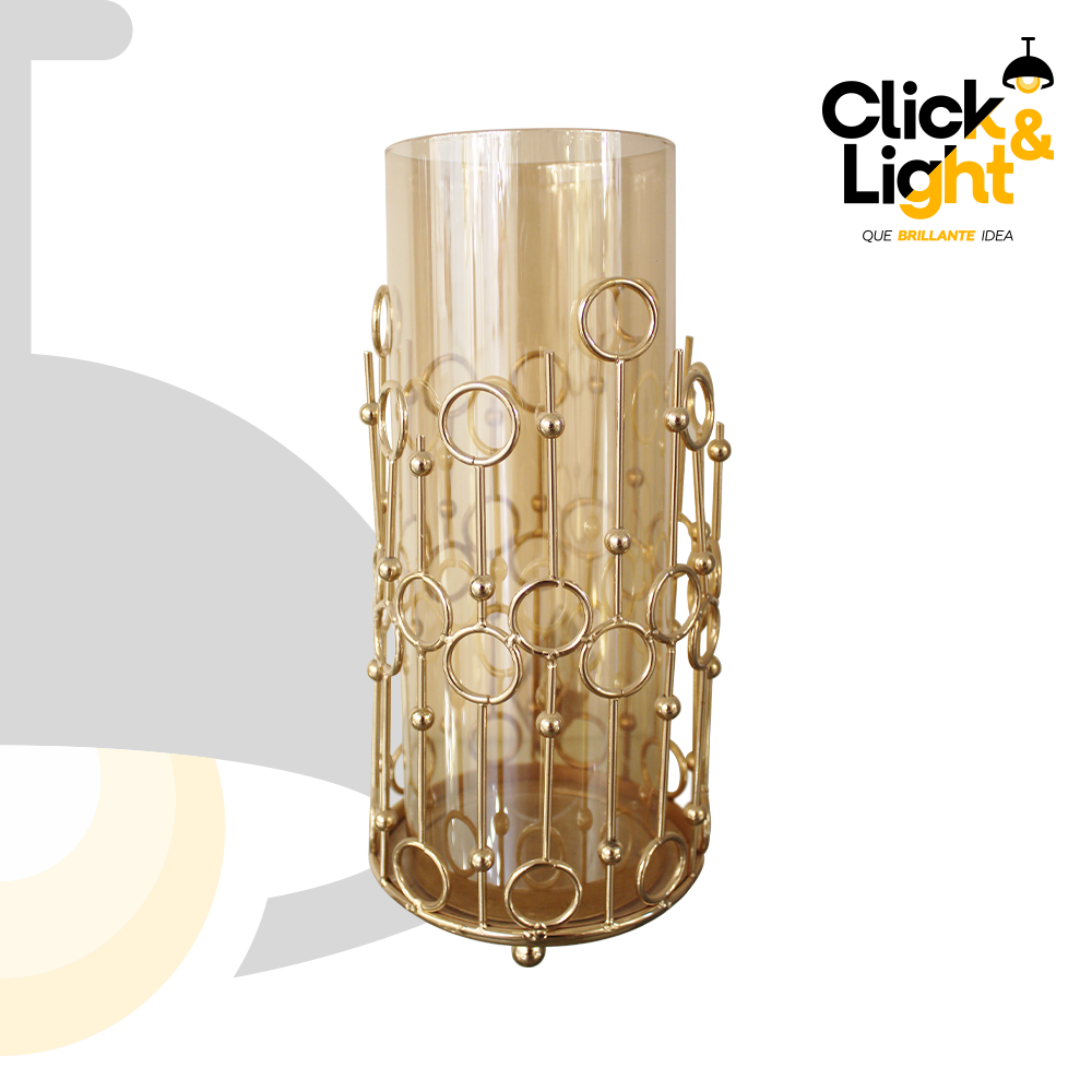 Porta Vela Sevilla Metal Dorado Ambar Elegante