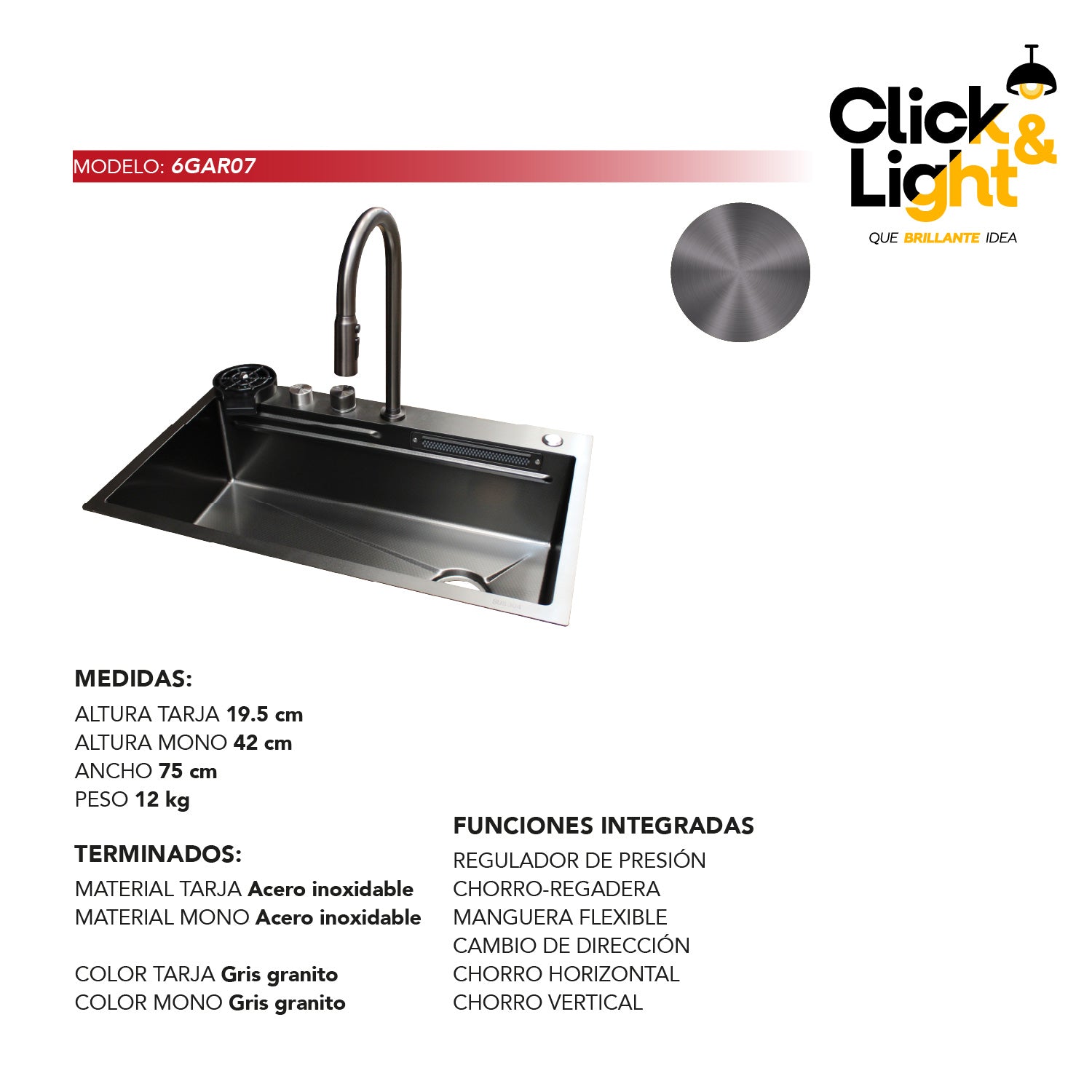 TARJA DE ACERO INOXIDABLE GINELL