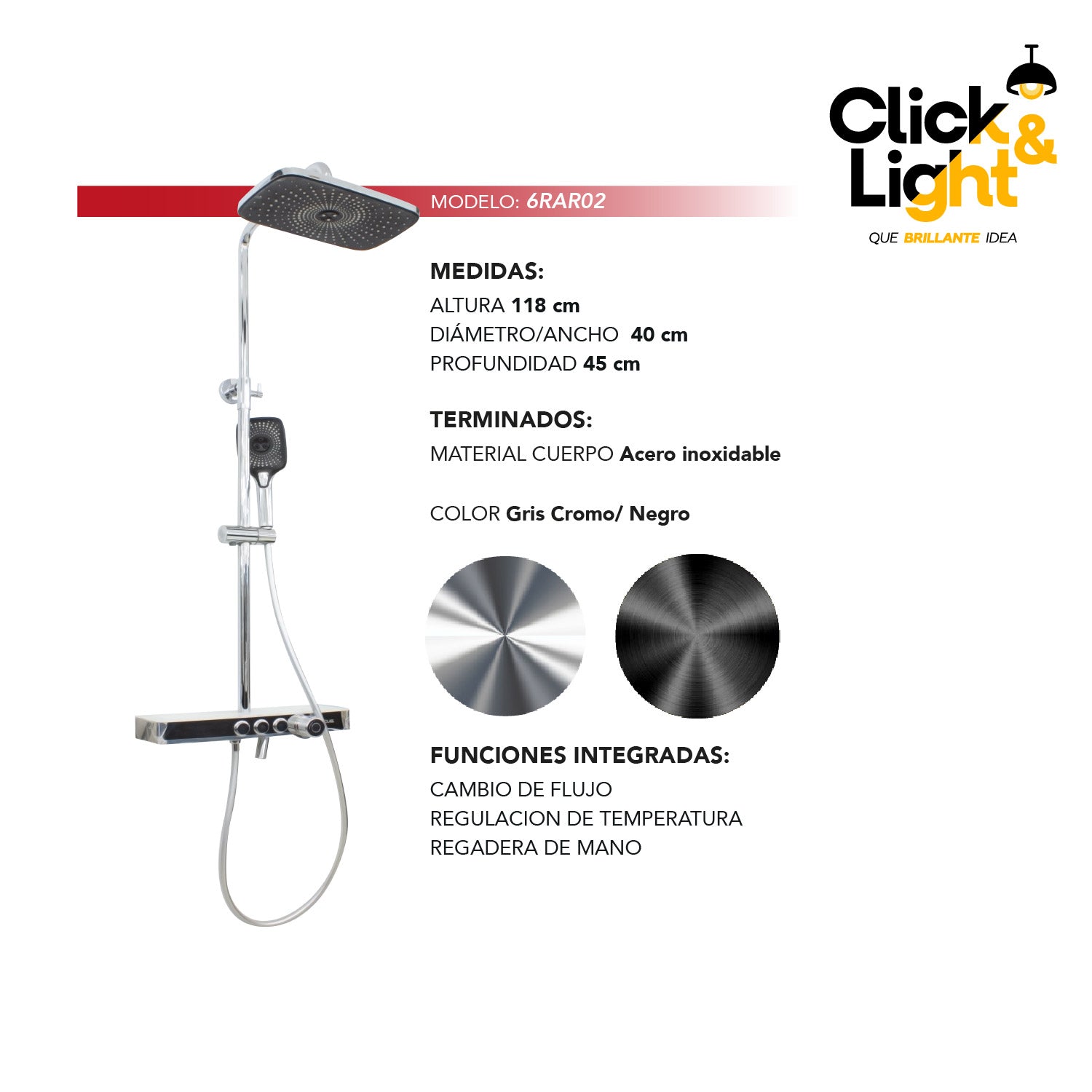 REGADERA MODERNA PRAIA CROMO