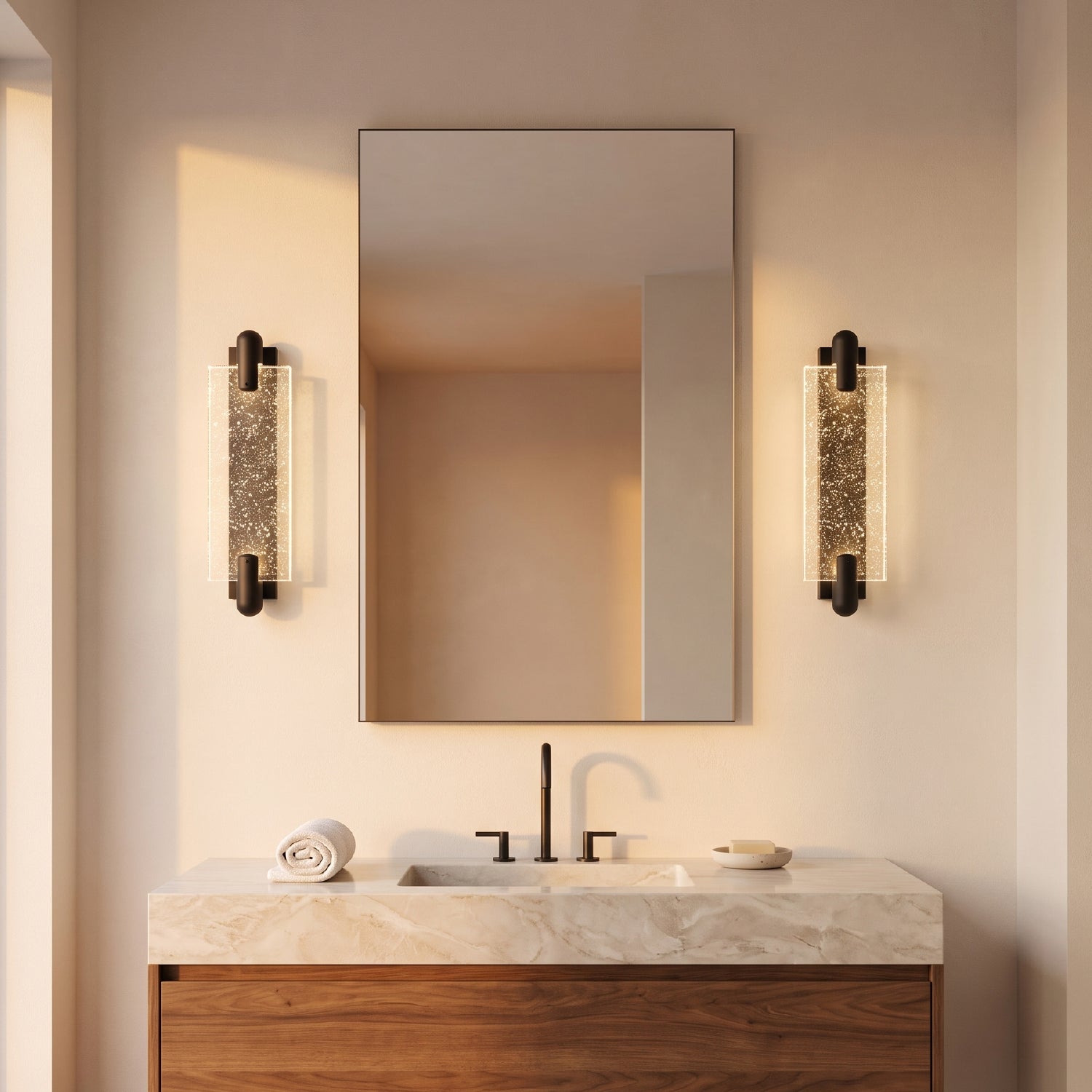 Arbotante LED de Metal Negro Pantalla de Vidrio Claro Estilo Moderno Asasel