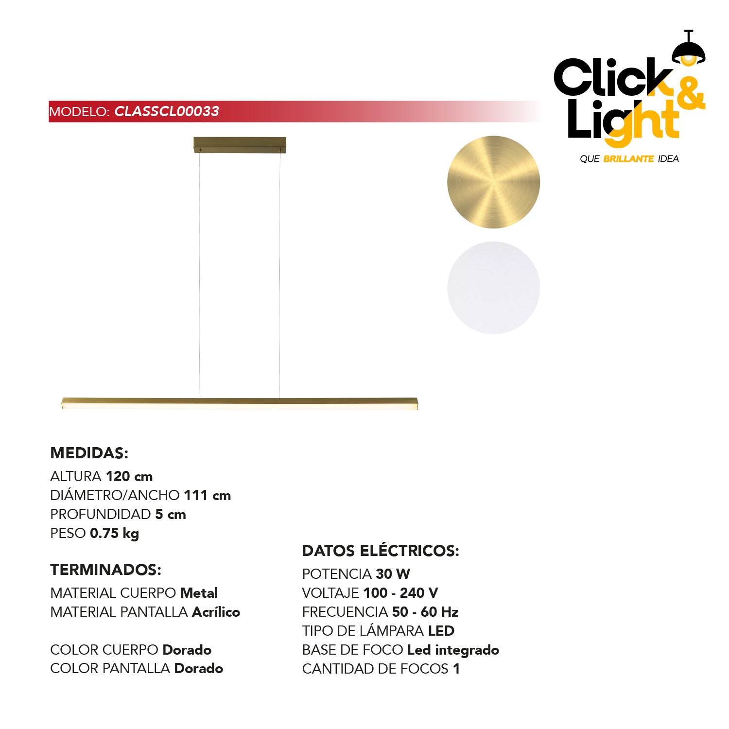 COLGANTE CODY MINIMALISTA DORADO